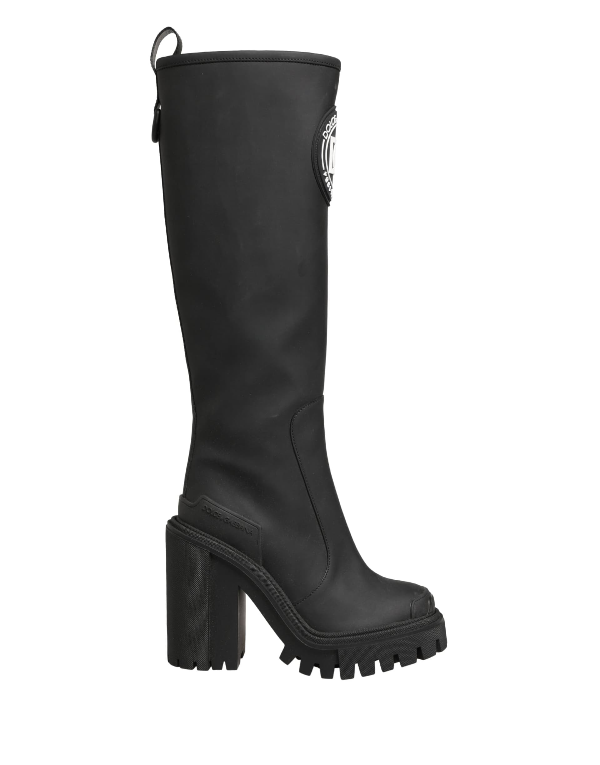 Dolce & Gabbana Black Rubberised Leather High Boots Shoes - 7