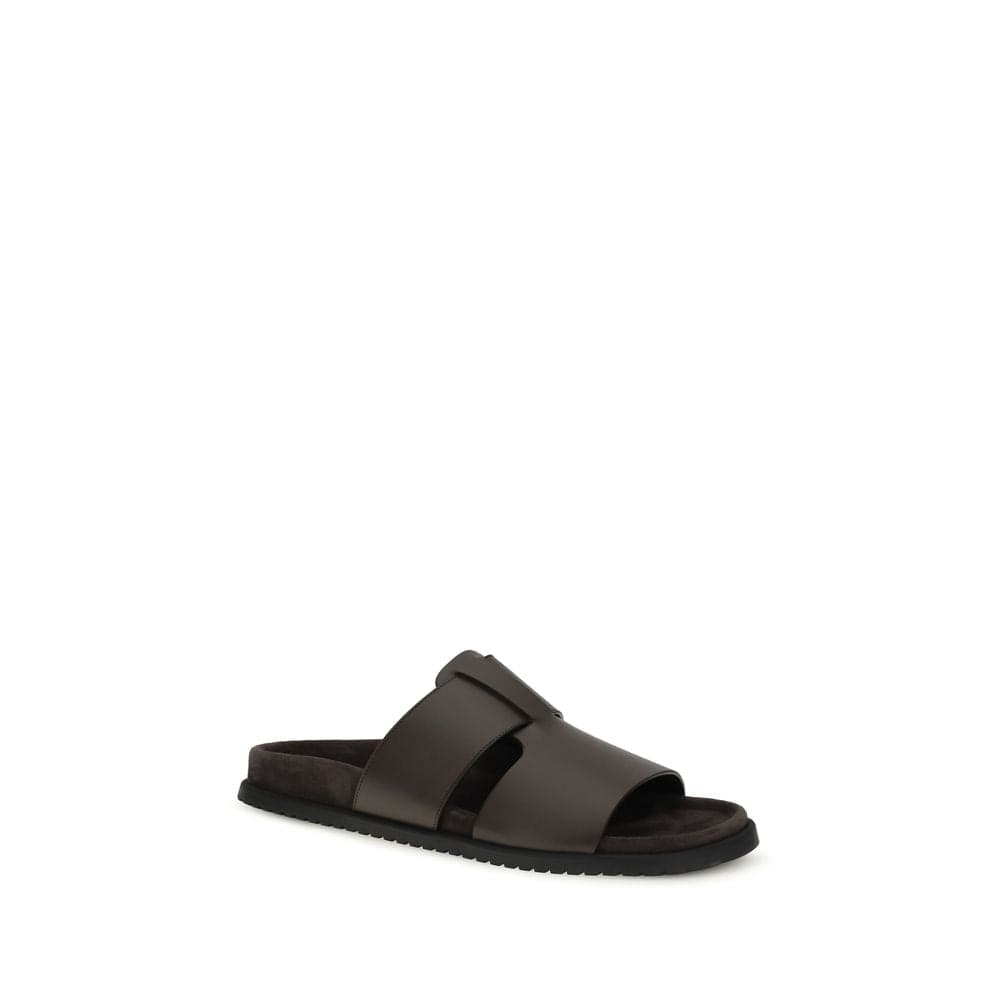 Dolce & Gabbana Brown Calf Leather Bos Taurus Flat Sandals - 2