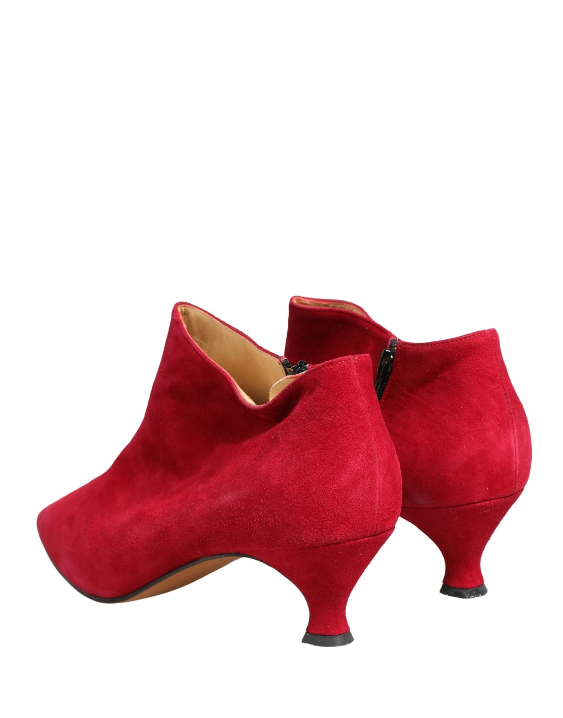 Dolce & Gabbana Red Suede Ankle Boots Shoes - 4