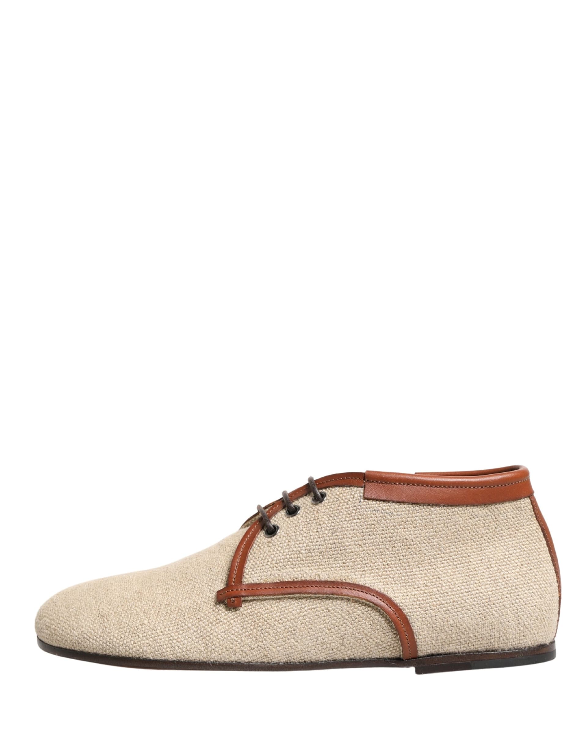 Dolce & Gabbana Beige Canvas Lace-Up Men Dress Derby Shoes - 5
