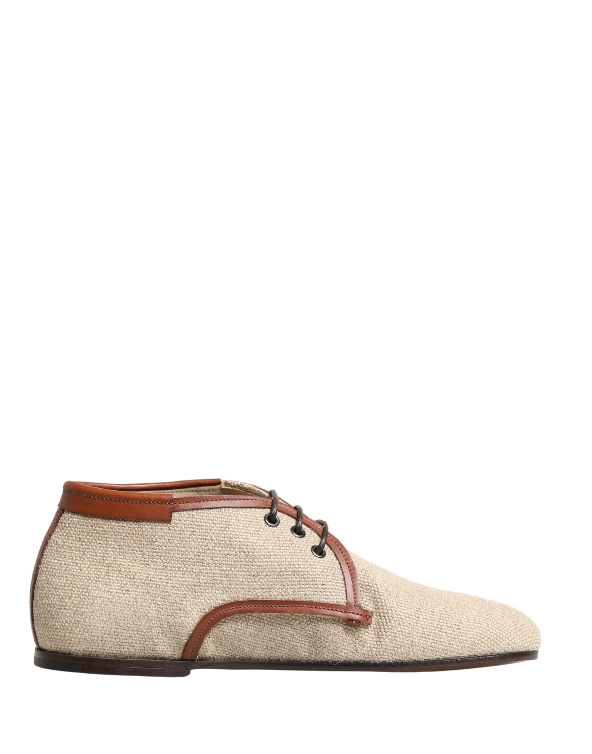 Dolce & Gabbana Beige Canvas Lace-Up Men Dress Derby Shoes - 6