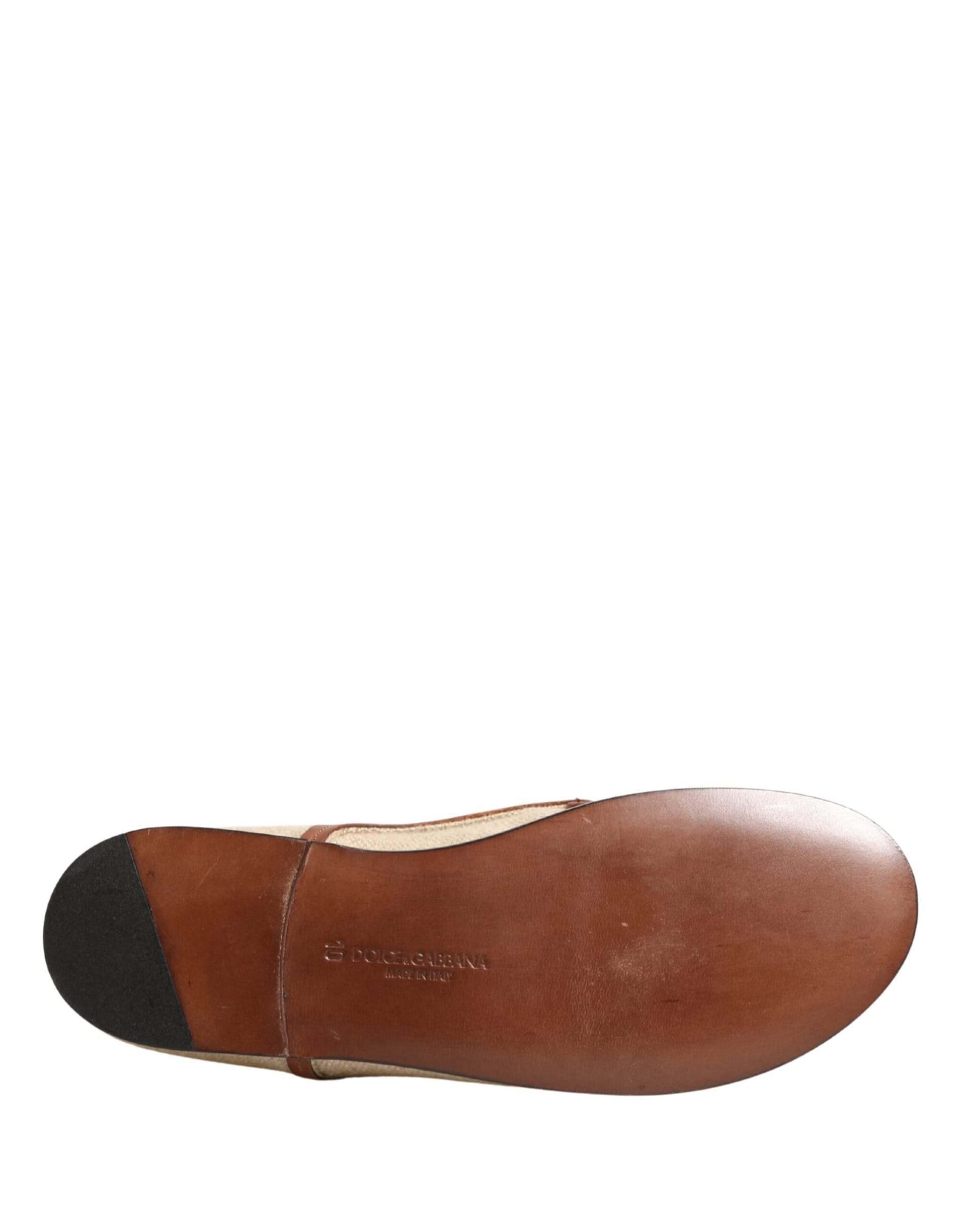 Dolce & Gabbana Beige Canvas Lace-Up Men Dress Derby Shoes - 8