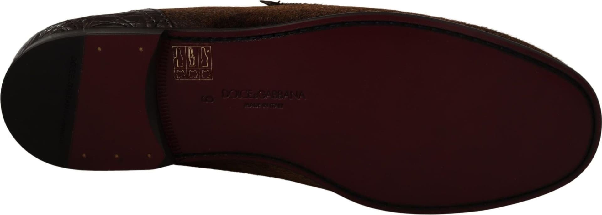 Dolce & Gabbana Shoes Dress Loafers Brown Leather Slip Shoes - 5
