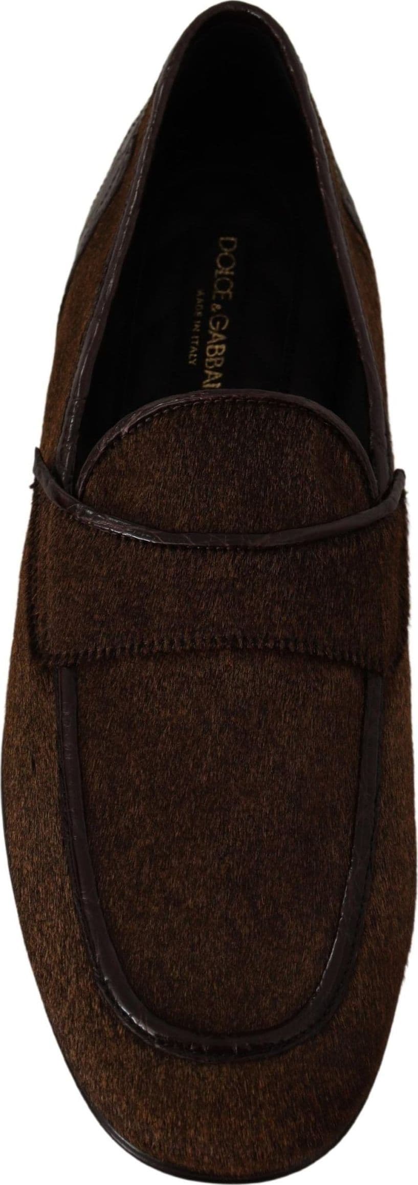 Dolce & Gabbana Shoes Dress Loafers Brown Leather Slip Shoes - 6