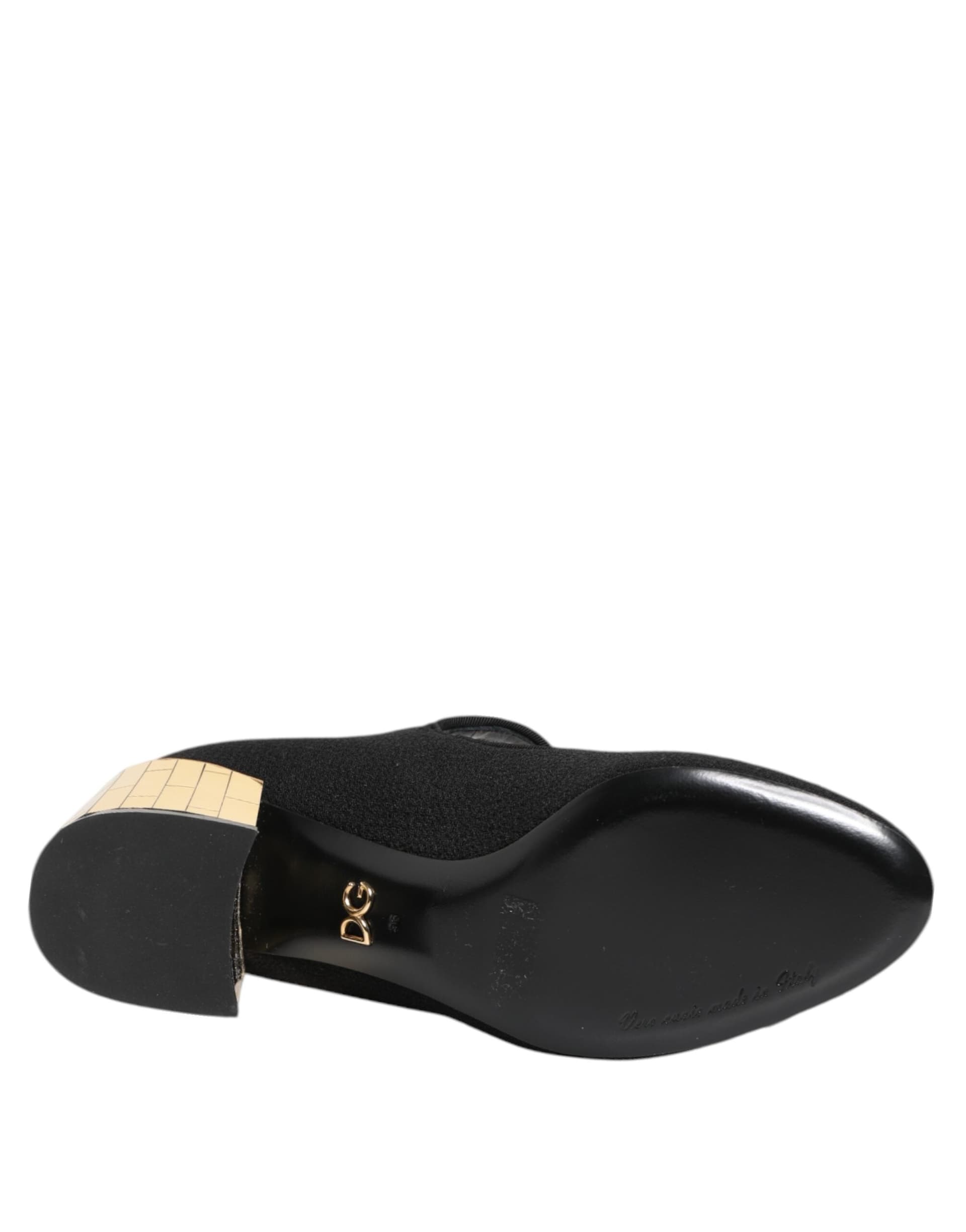 Dolce & Gabbana Black Flower Crystal Embellished Mary Jane Shoes - 8