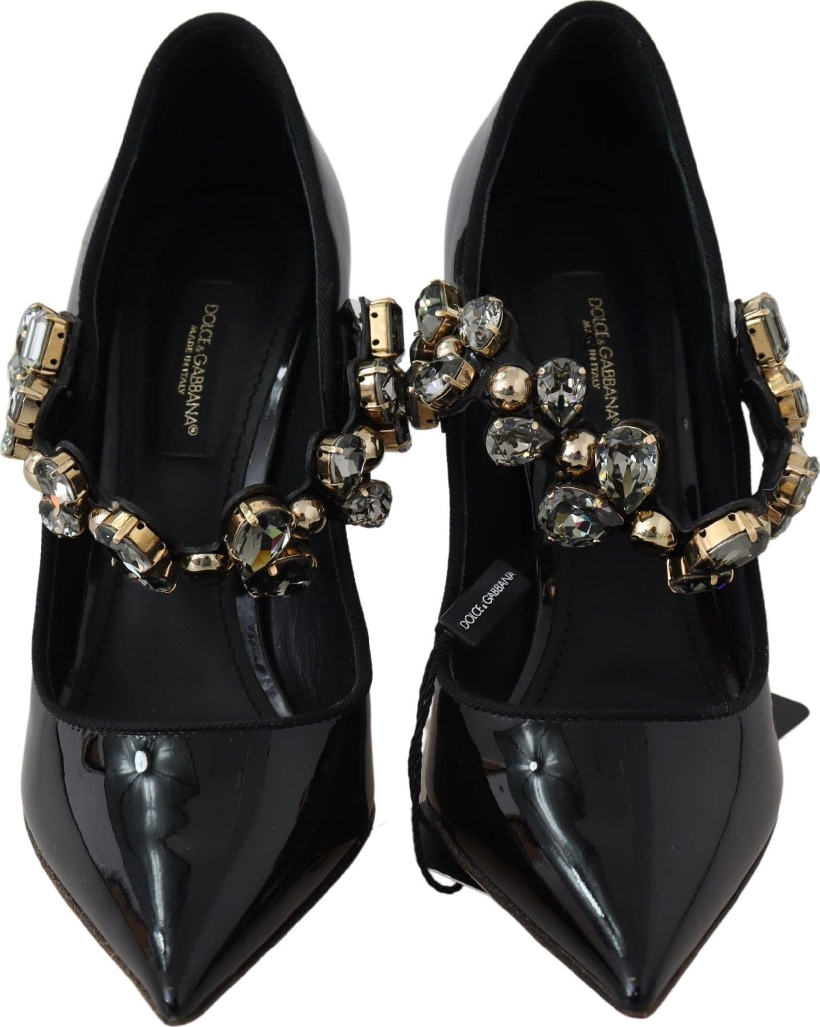 Dolce & Gabbana Black Leather Crystal Shoes Mary Jane Pumps - 3