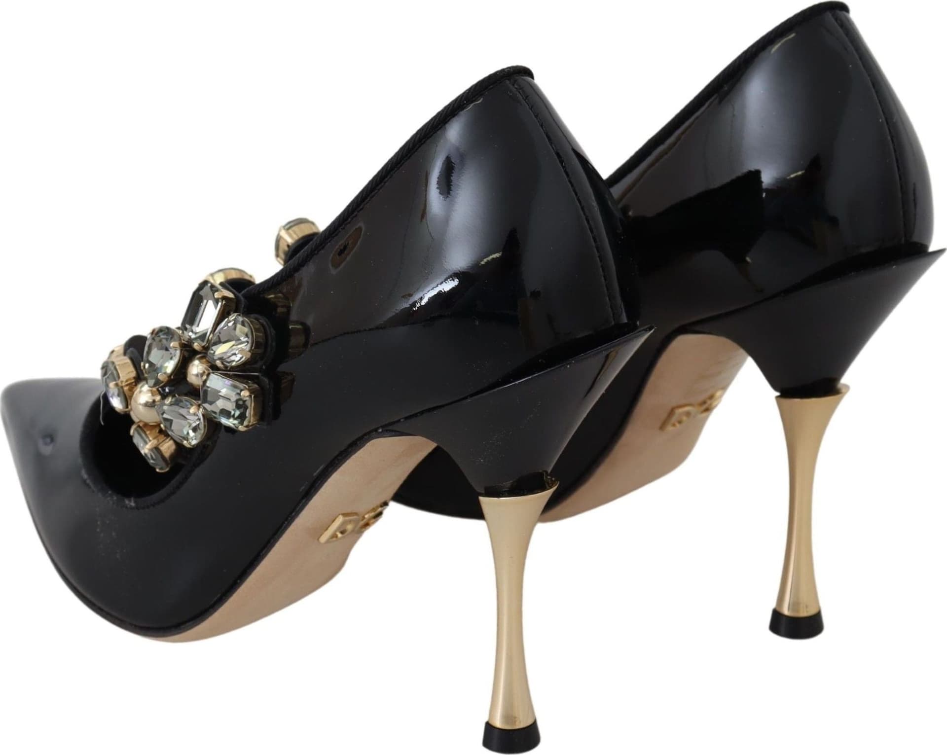 Dolce & Gabbana Black Leather Crystal Shoes Mary Jane Pumps - 5
