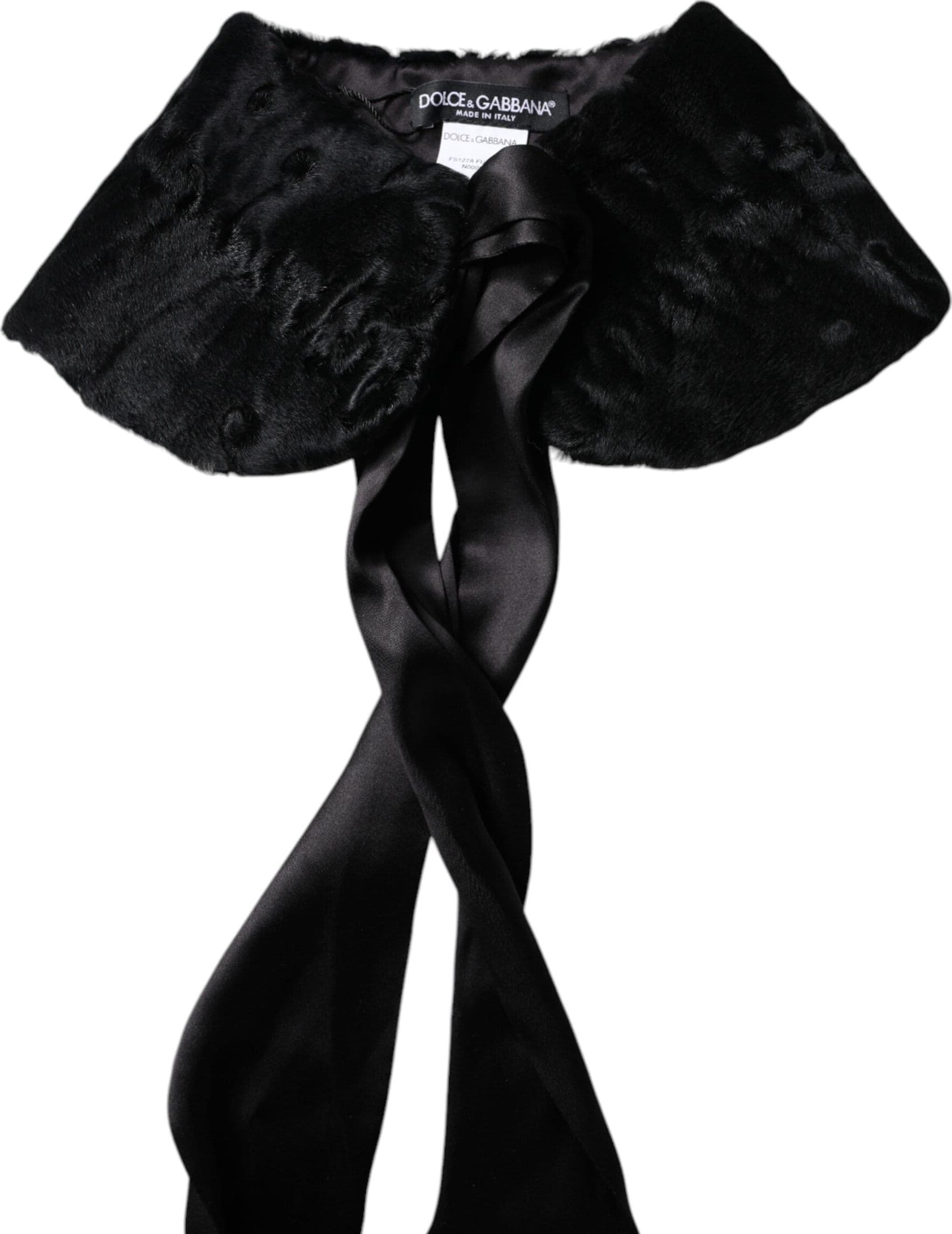 Dolce & Gabbana Black Lamb Fur Women Neck Warmer Winter Scarf - 3