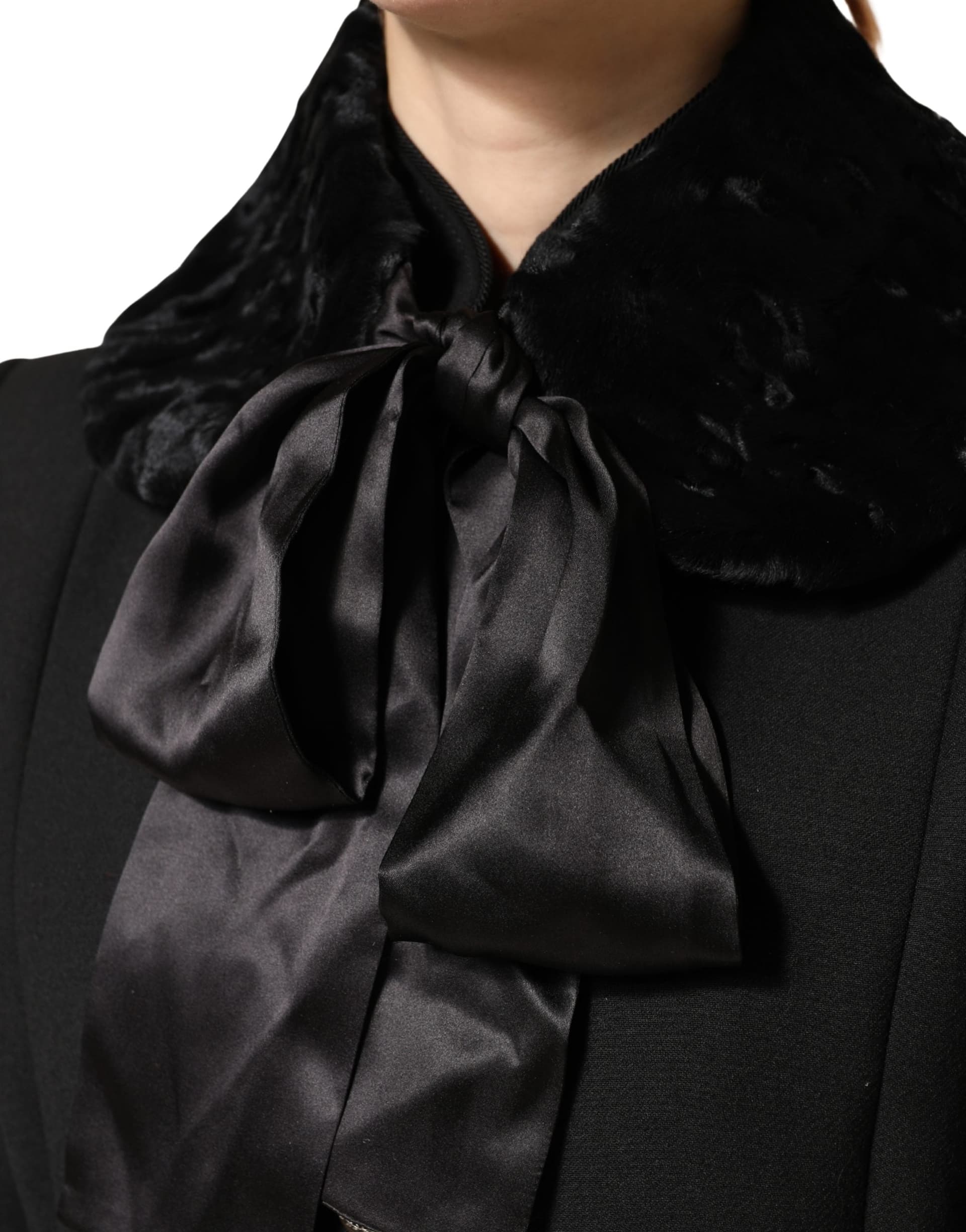 Dolce & Gabbana Black Lamb Fur Women Neck Warmer Winter Scarf - 6