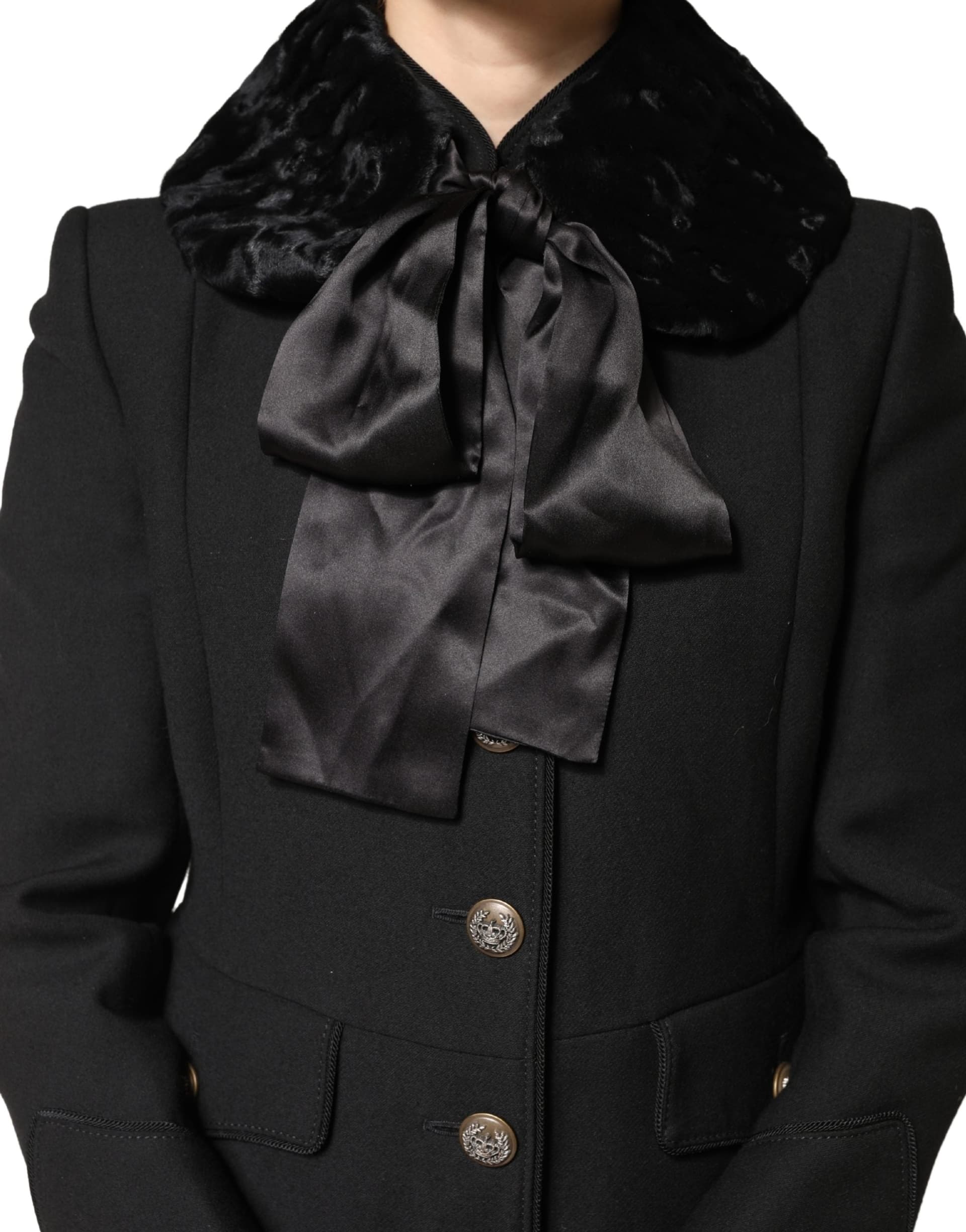 Dolce & Gabbana Black Lamb Fur Women Neck Warmer Winter Scarf - 7