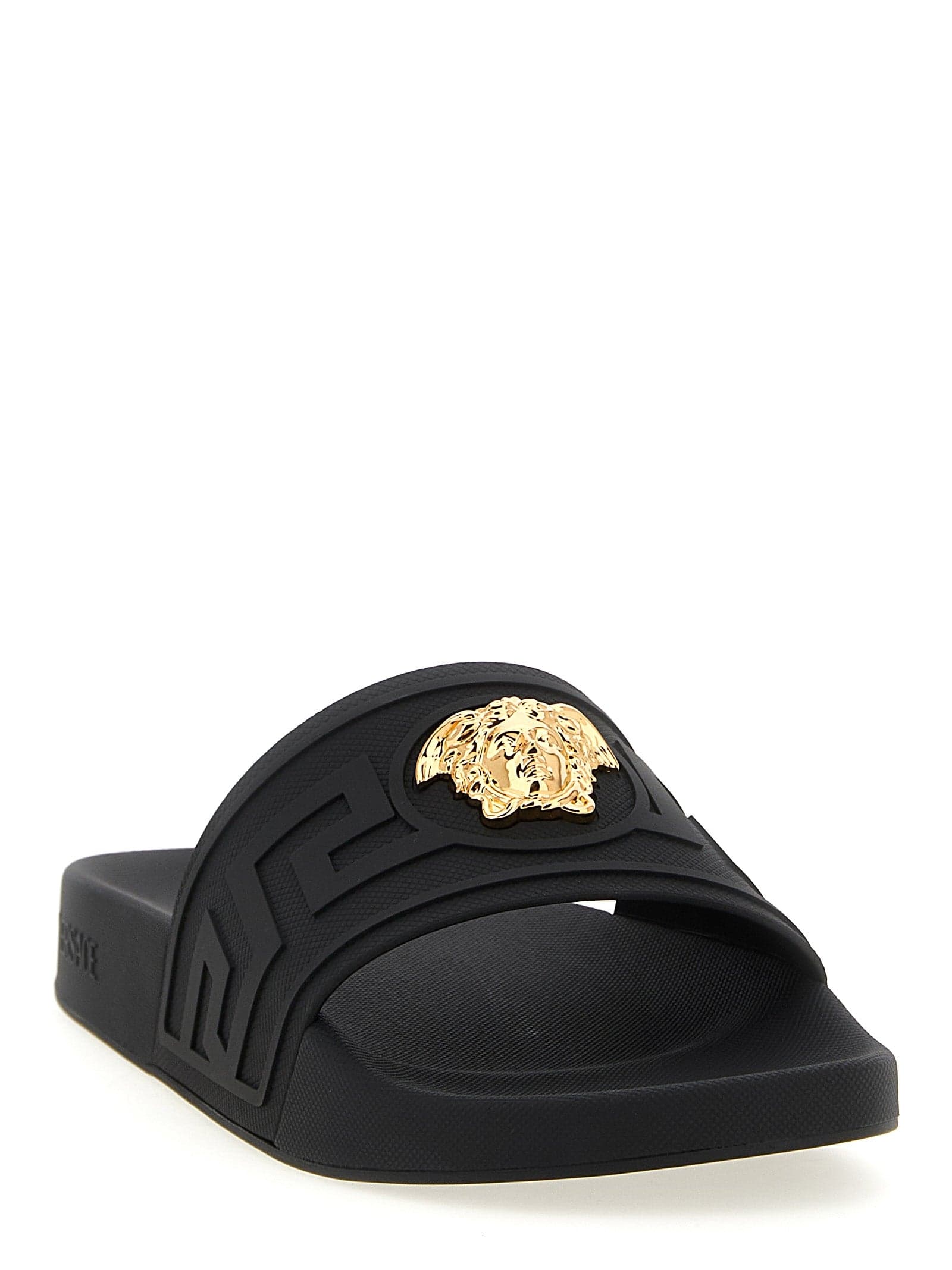 Versace Black Glass Slides - 2