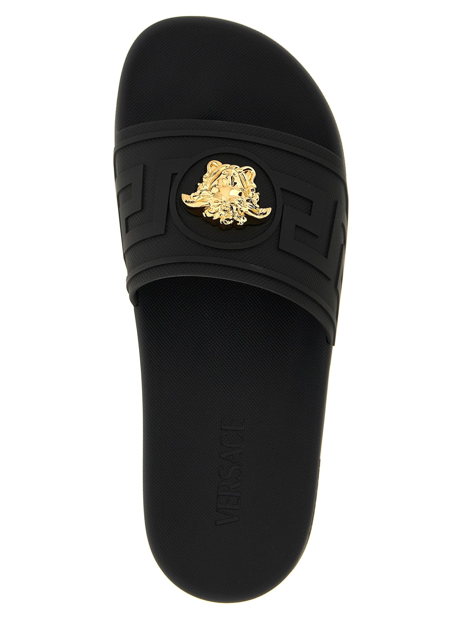 Versace Black Glass Slides - 4