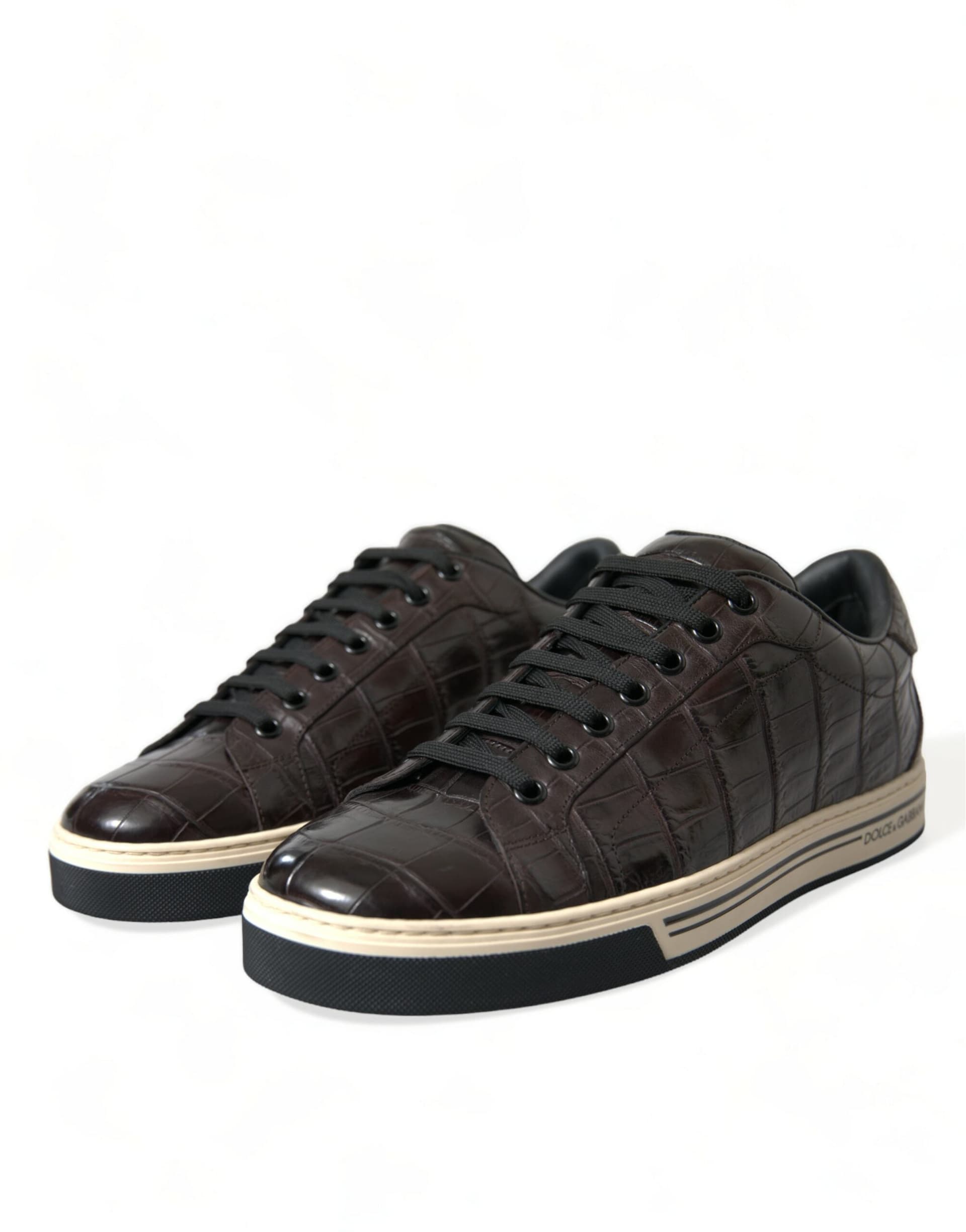 Dolce & Gabbana Brown Croc Exotic Leather Men Casual Sneakers Shoes - 2