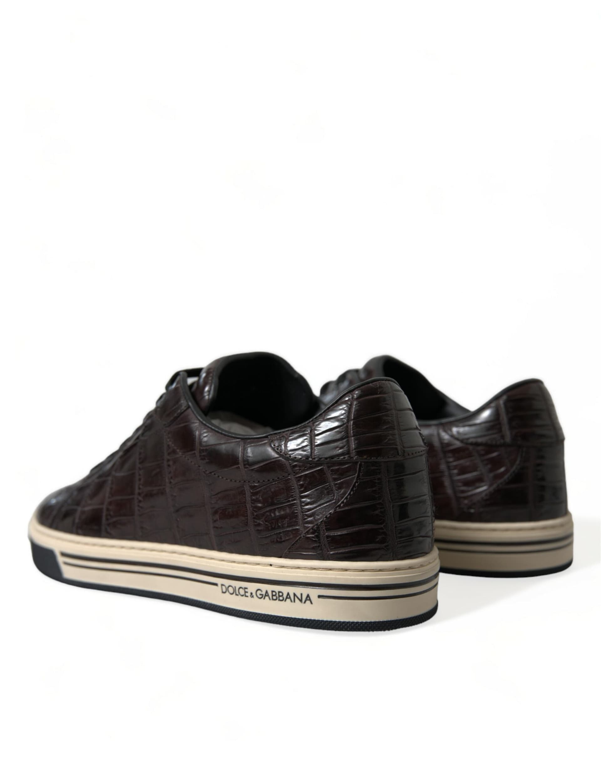 Dolce & Gabbana Brown Croc Exotic Leather Men Casual Sneakers Shoes - 3