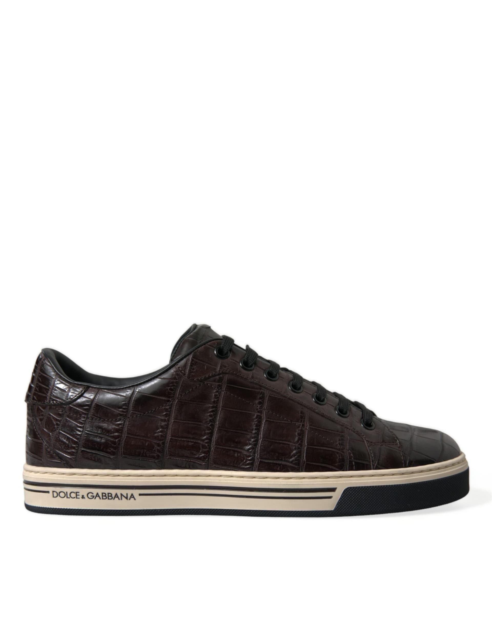 Dolce & Gabbana Brown Croc Exotic Leather Men Casual Sneakers Shoes - 4