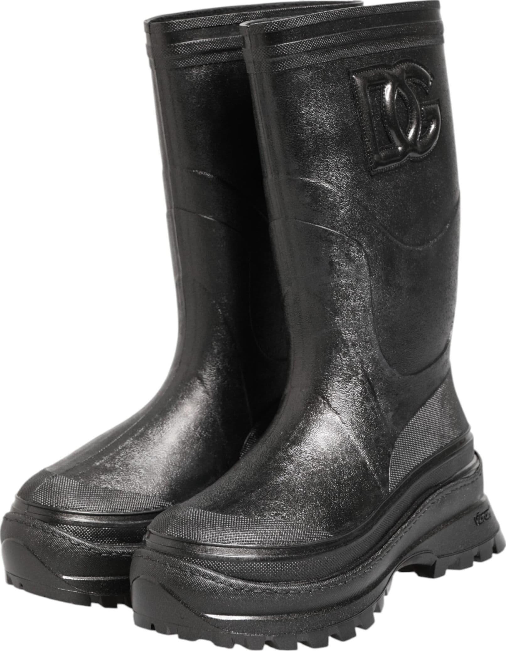 Dolce & Gabbana Metallic Black Pull On Rain Boots Men Shoes - 3