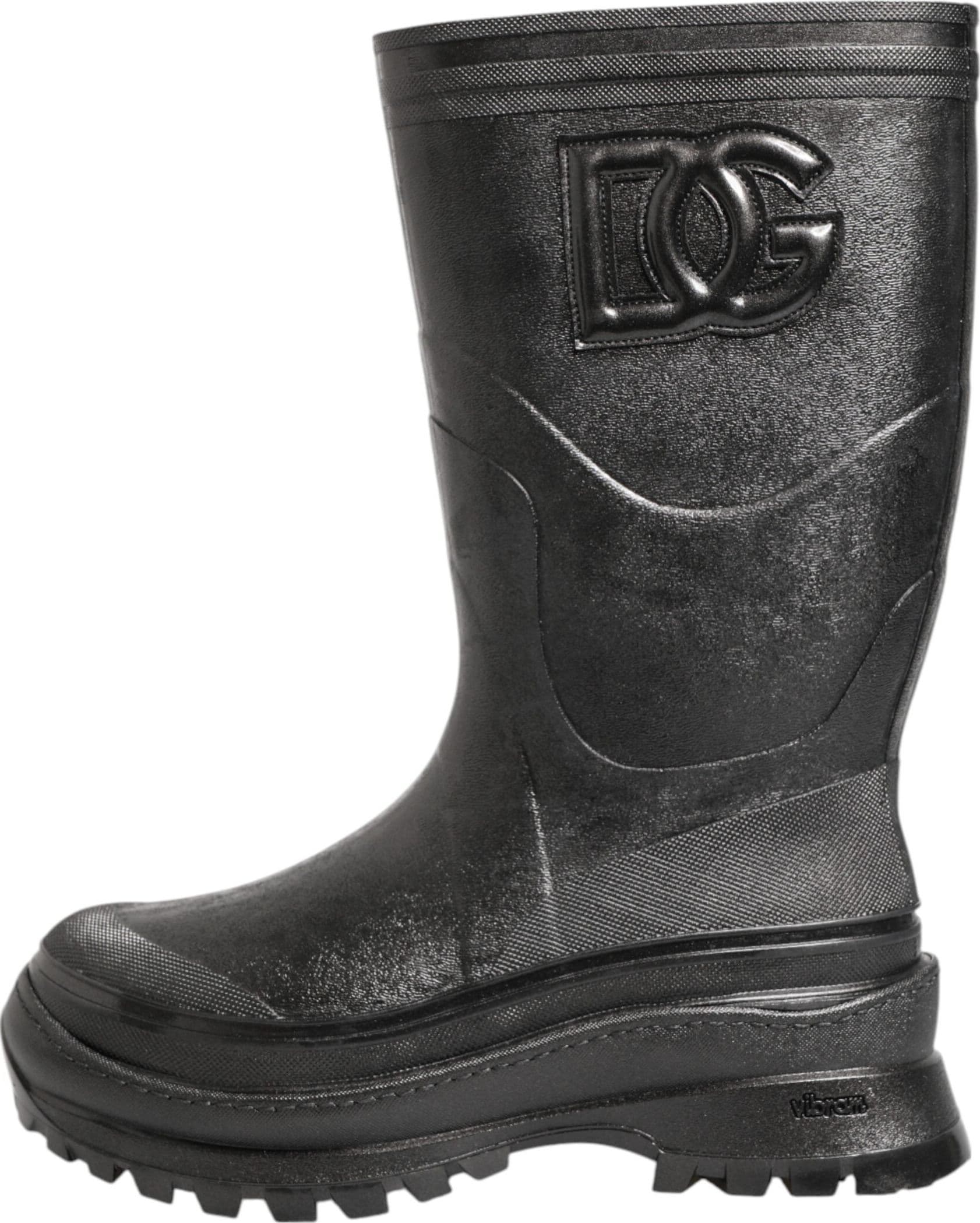 Dolce & Gabbana Metallic Black Pull On Rain Boots Men Shoes - 5