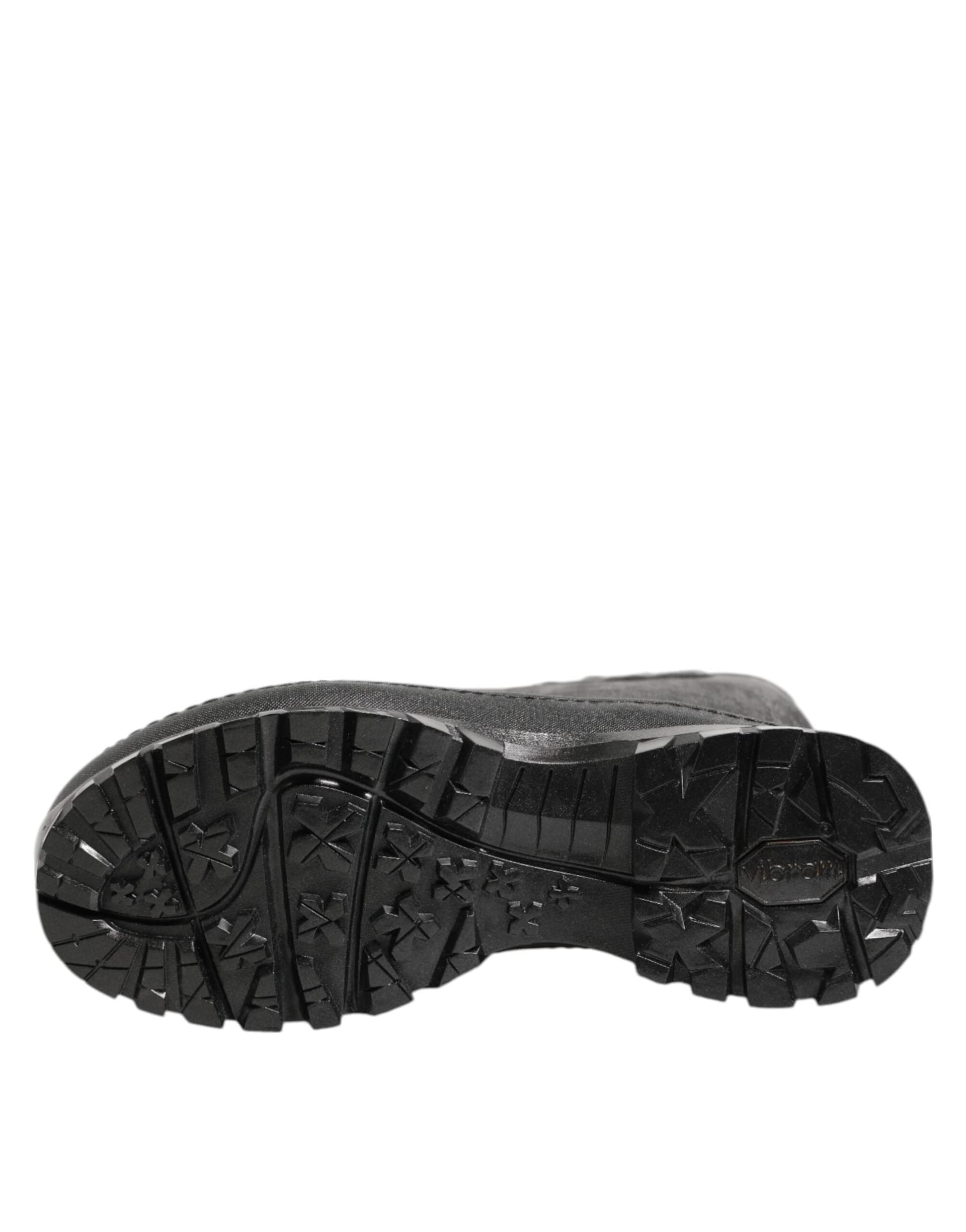 Dolce & Gabbana Metallic Black Pull On Rain Boots Men Shoes - 8