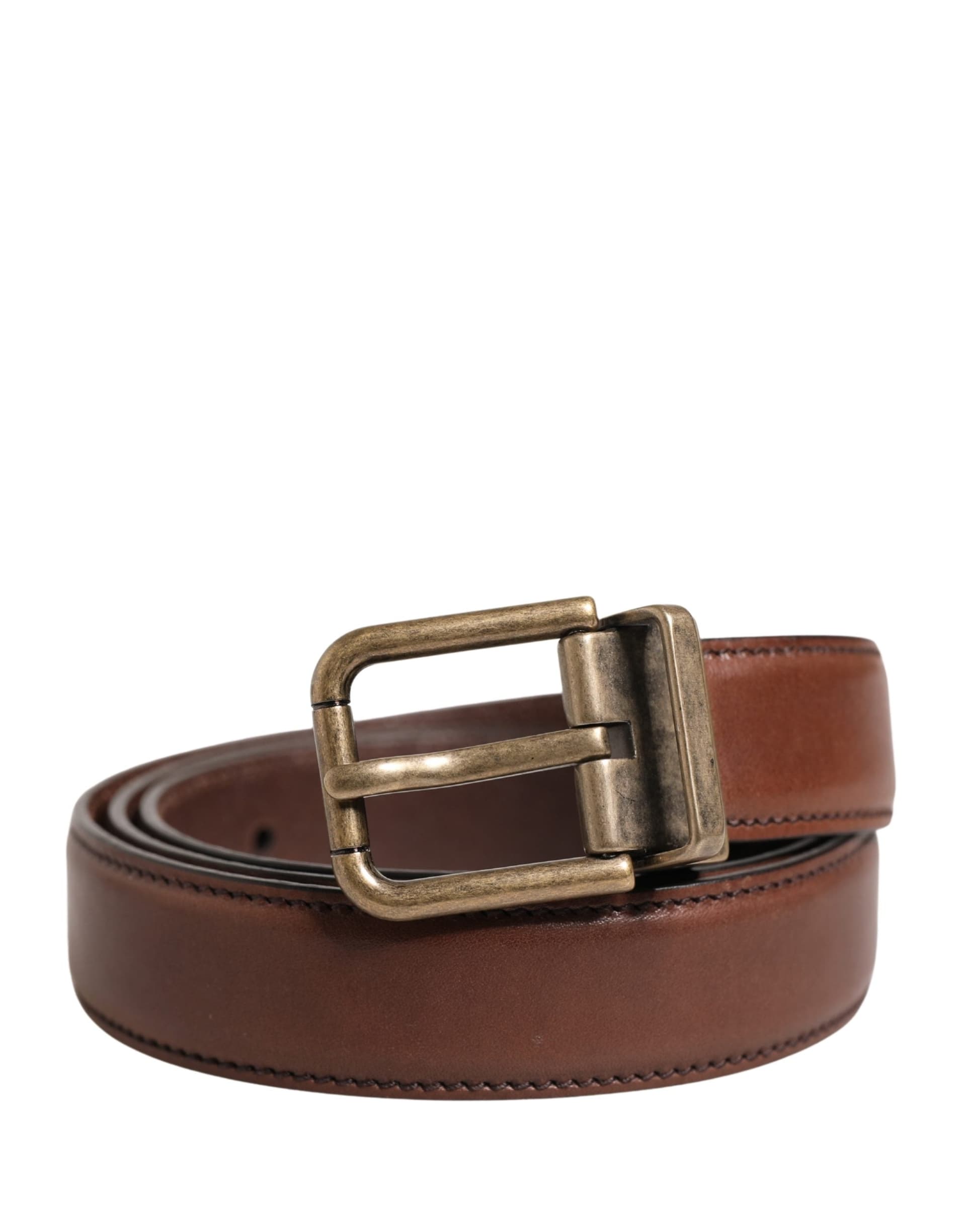 Dolce & Gabbana Men Brown Classic Leather Metal Buckle Belt - 2