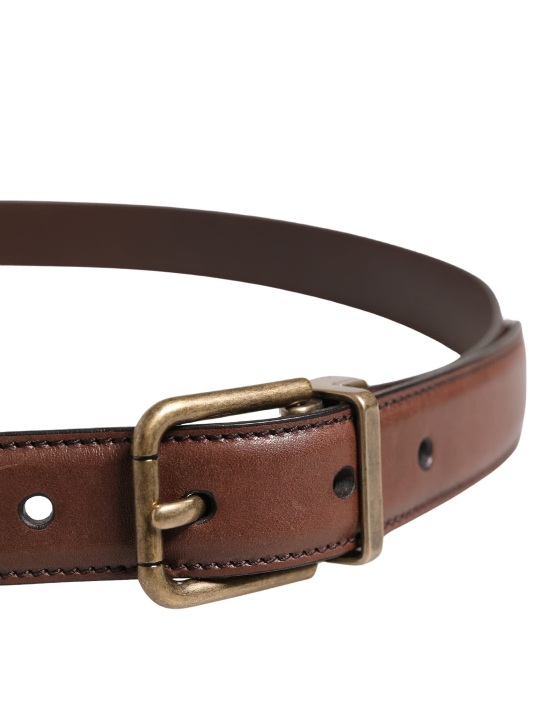 Dolce & Gabbana Men Brown Classic Leather Metal Buckle Belt - 3