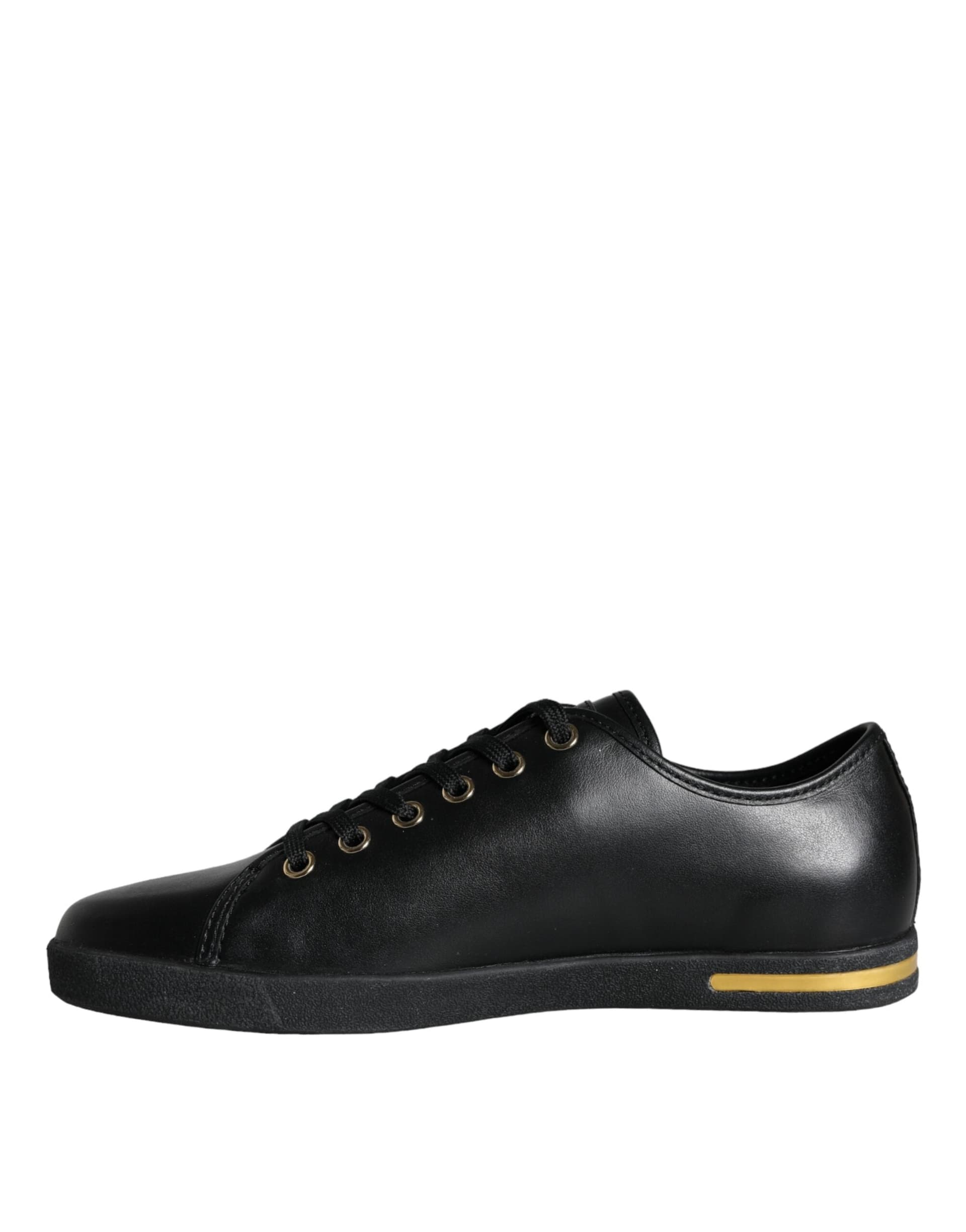 Dolce & Gabbana Black Gold Leather Classic Sneakers Shoes - 5