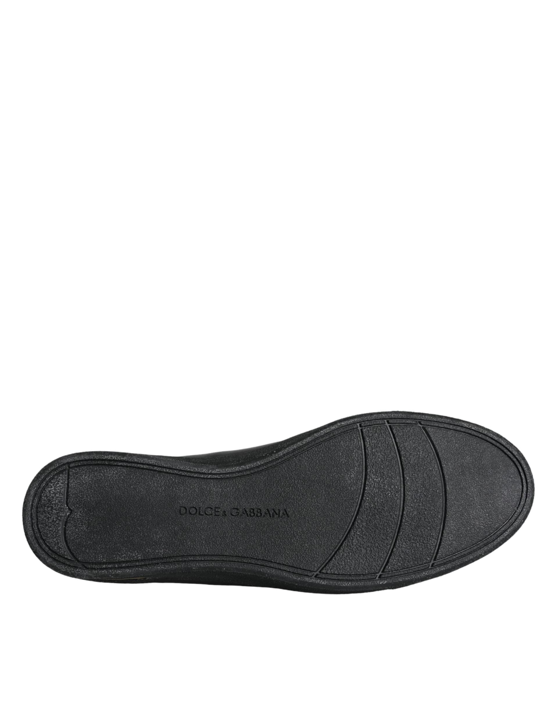 Dolce & Gabbana Black Gold Leather Classic Sneakers Shoes - 6