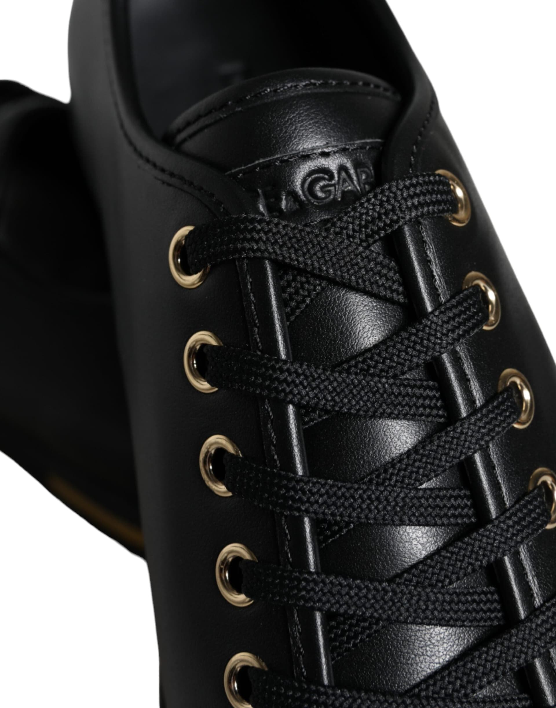 Dolce & Gabbana Black Gold Leather Classic Sneakers Shoes - 8