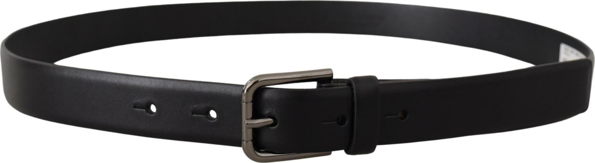 Dolce & Gabbana Black Calf Leather Classic Logo Metal Buckle Belt - 2