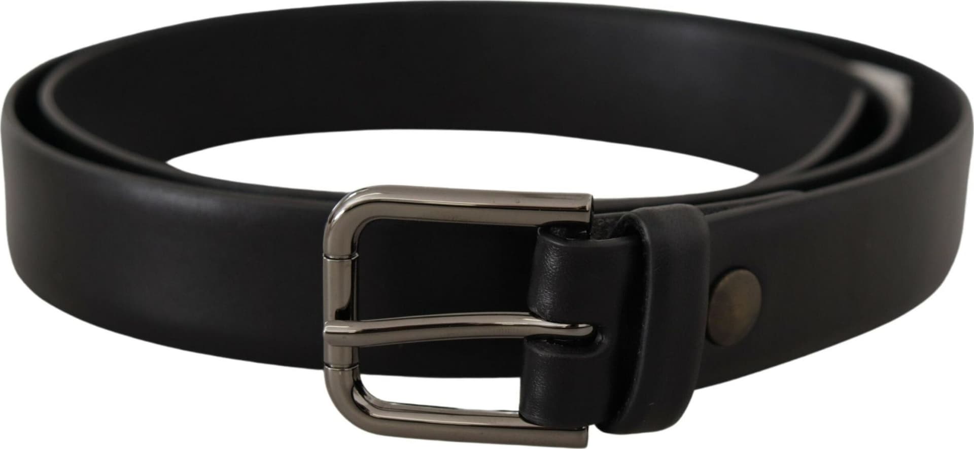 Dolce & Gabbana Black Calf Leather Classic Logo Metal Buckle Belt - 3
