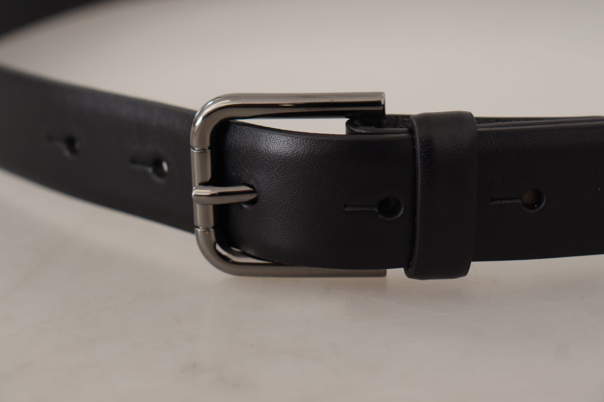 Dolce & Gabbana Black Calf Leather Classic Logo Metal Buckle Belt - 5