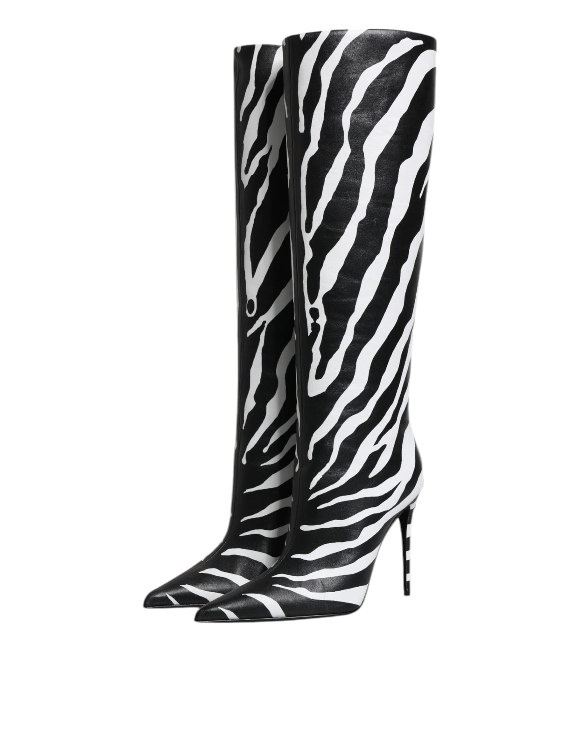 Dolce & Gabbana Black White Zebra Heels High Boots Shoes - 3