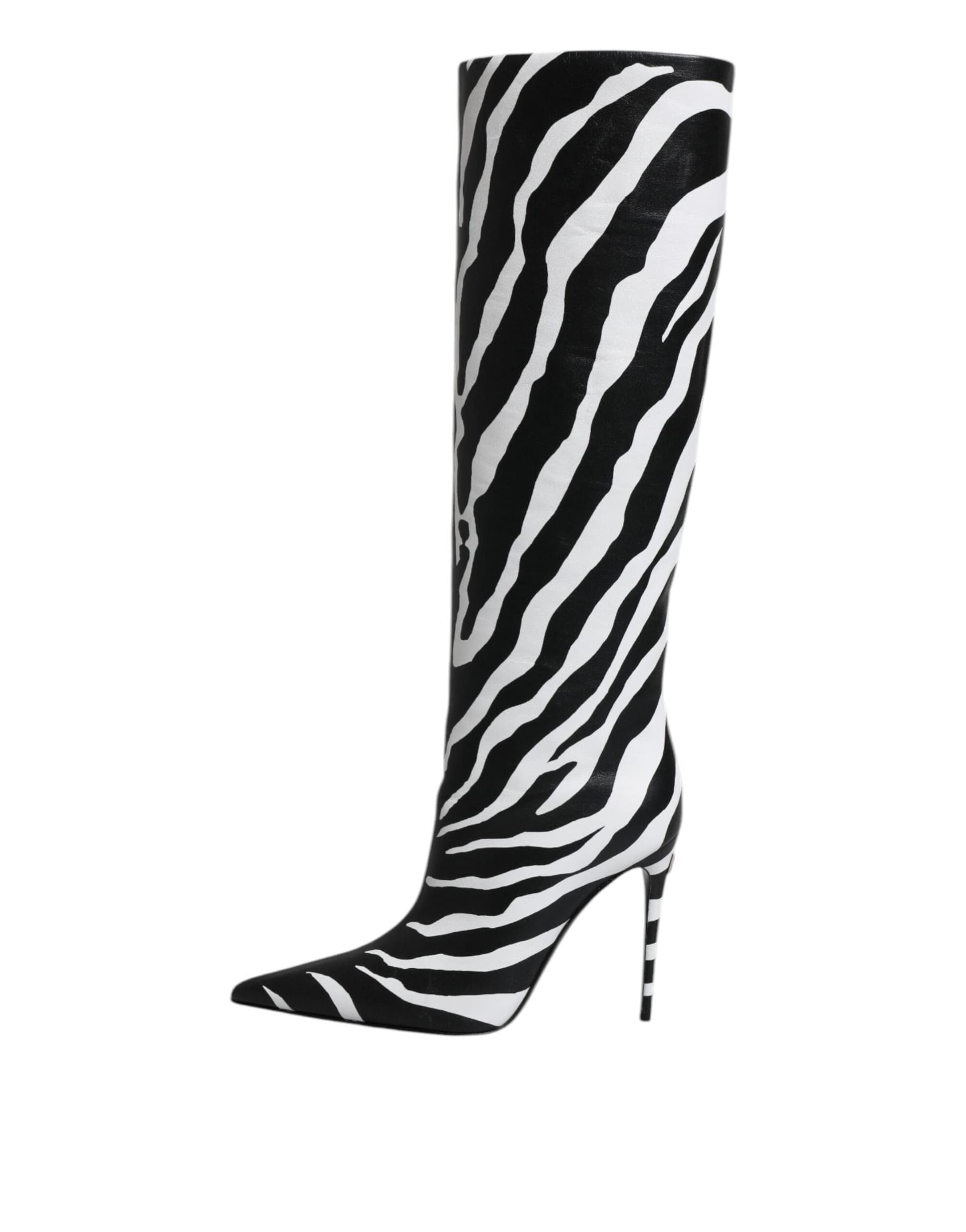 Dolce & Gabbana Black White Zebra Heels High Boots Shoes - 5