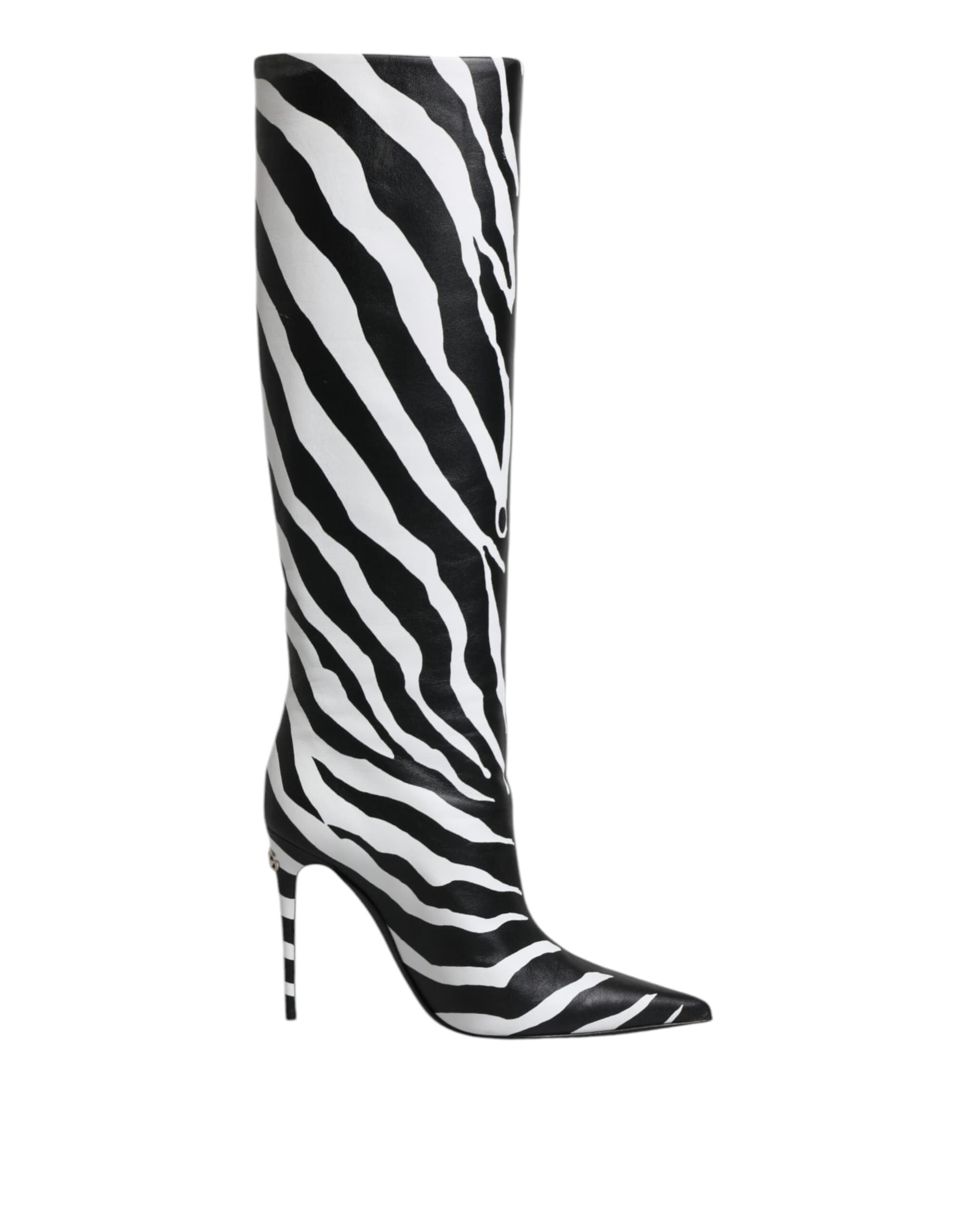 Dolce & Gabbana Black White Zebra Heels High Boots Shoes - 6