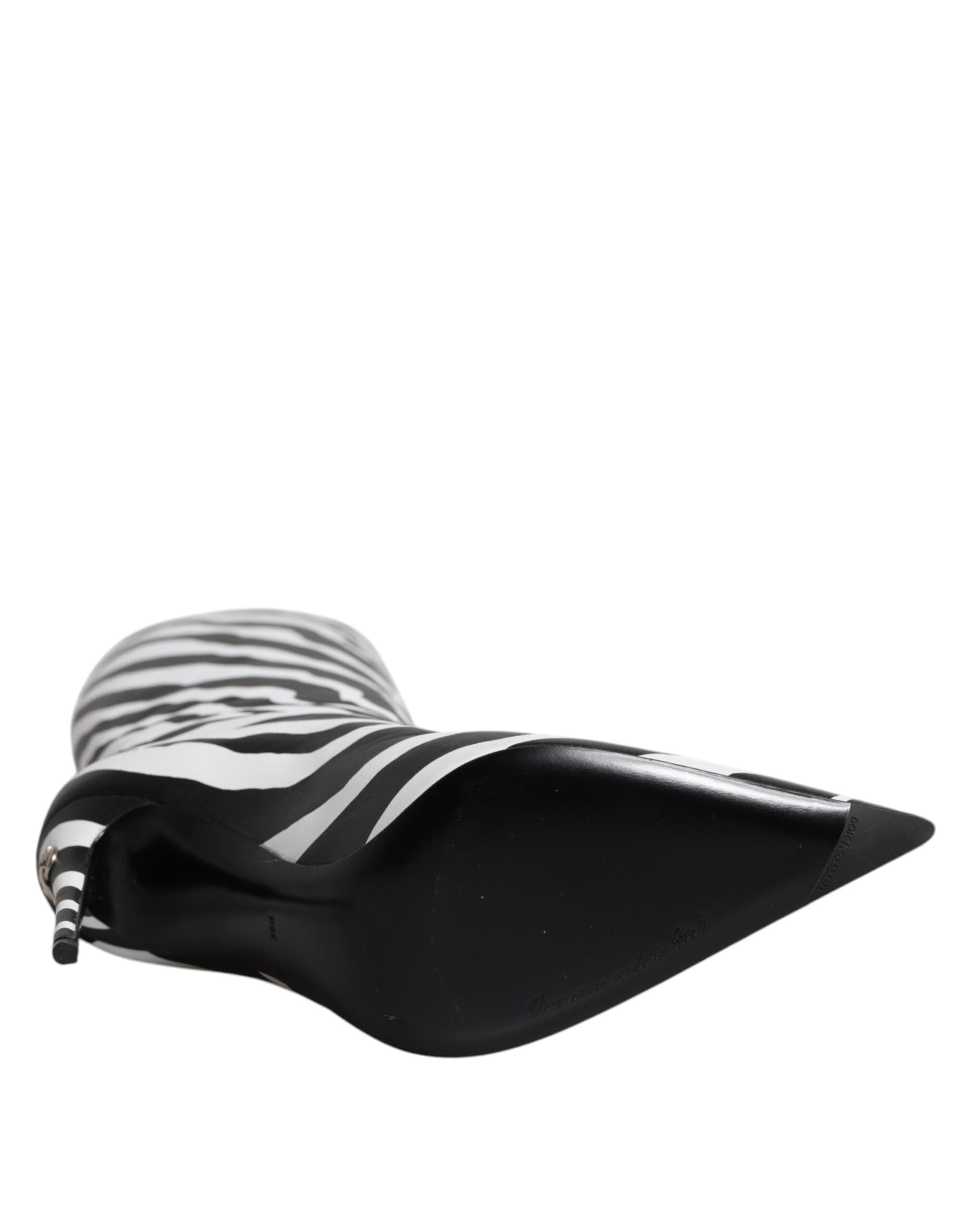 Dolce & Gabbana Black White Zebra Heels High Boots Shoes - 8