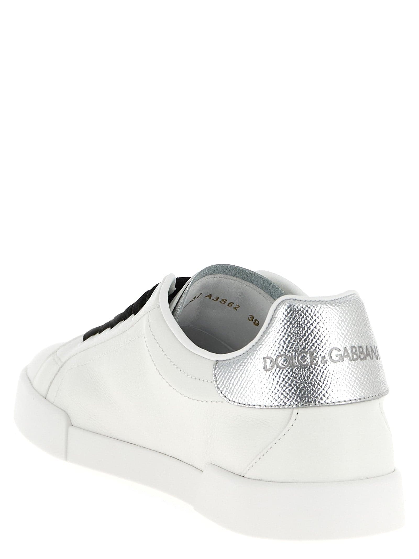 Dolce & Gabbana Silver Calfskin Low Top Sneakers - 3