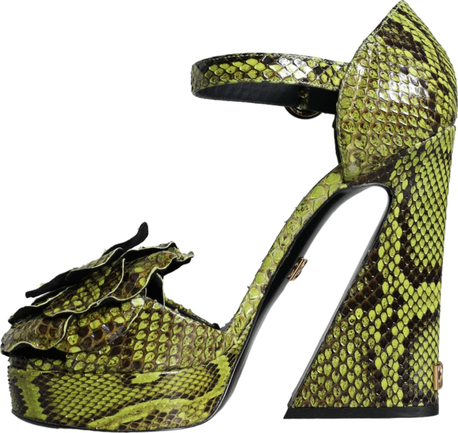 Dolce & Gabbana Green Exotic Leather Ankle Strap Heels Sandals Shoes - 5