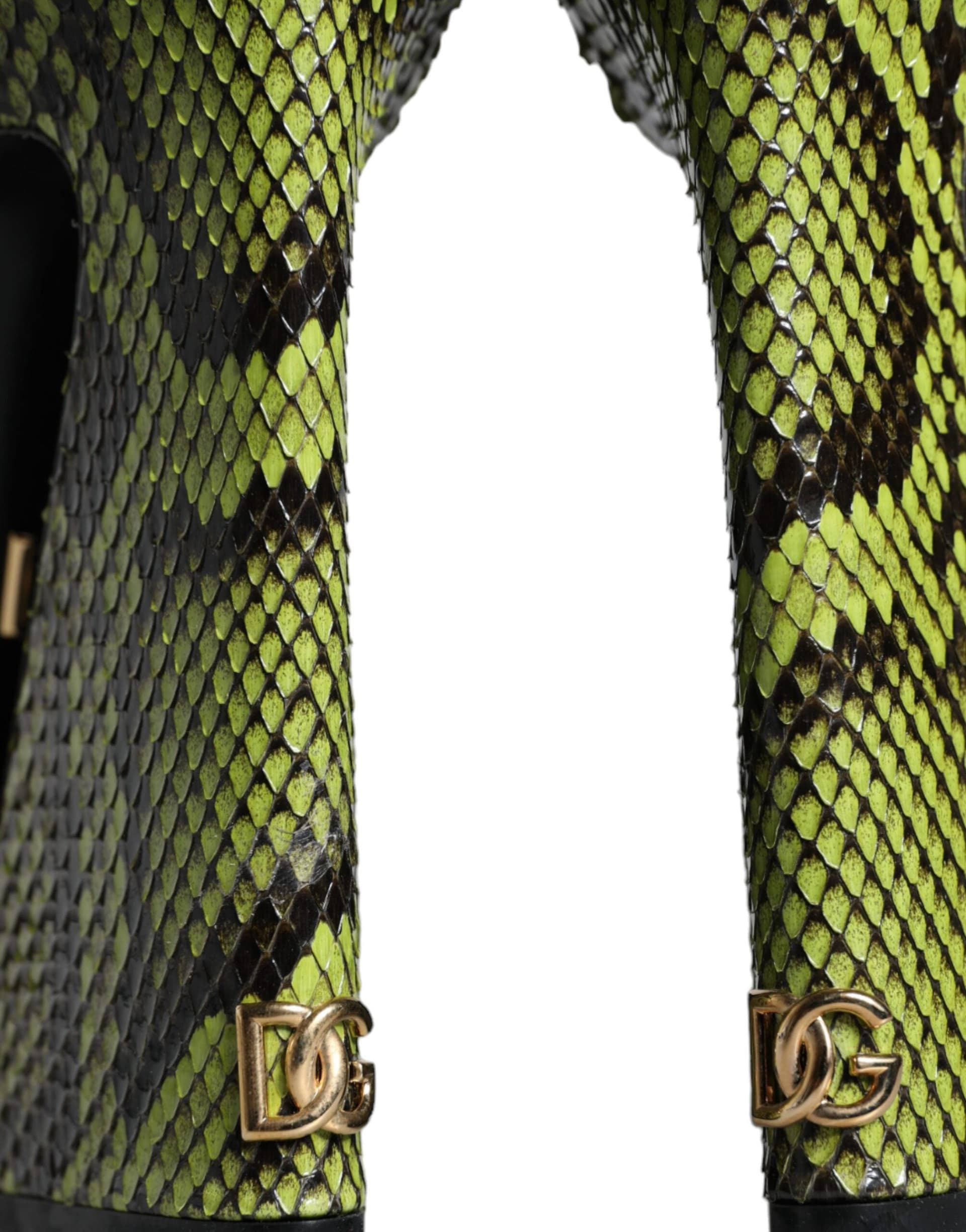 Dolce & Gabbana Green Exotic Leather Ankle Strap Heels Sandals Shoes - 6