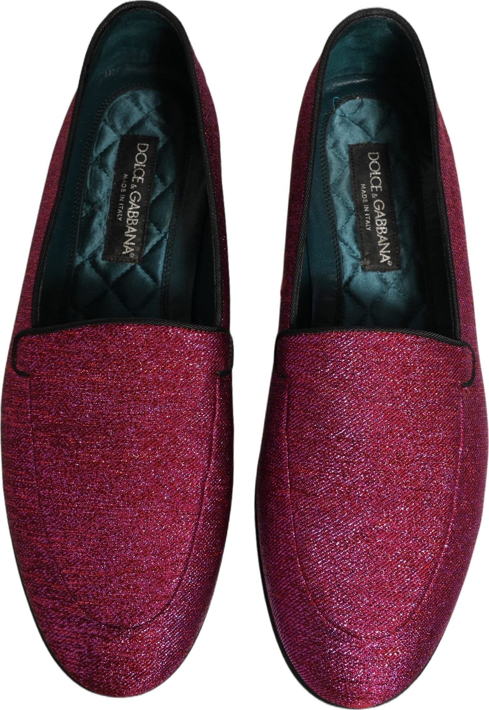 Dolce & Gabbana Pink Glitter Lurex Logo Dress Loafers Shoes - 2