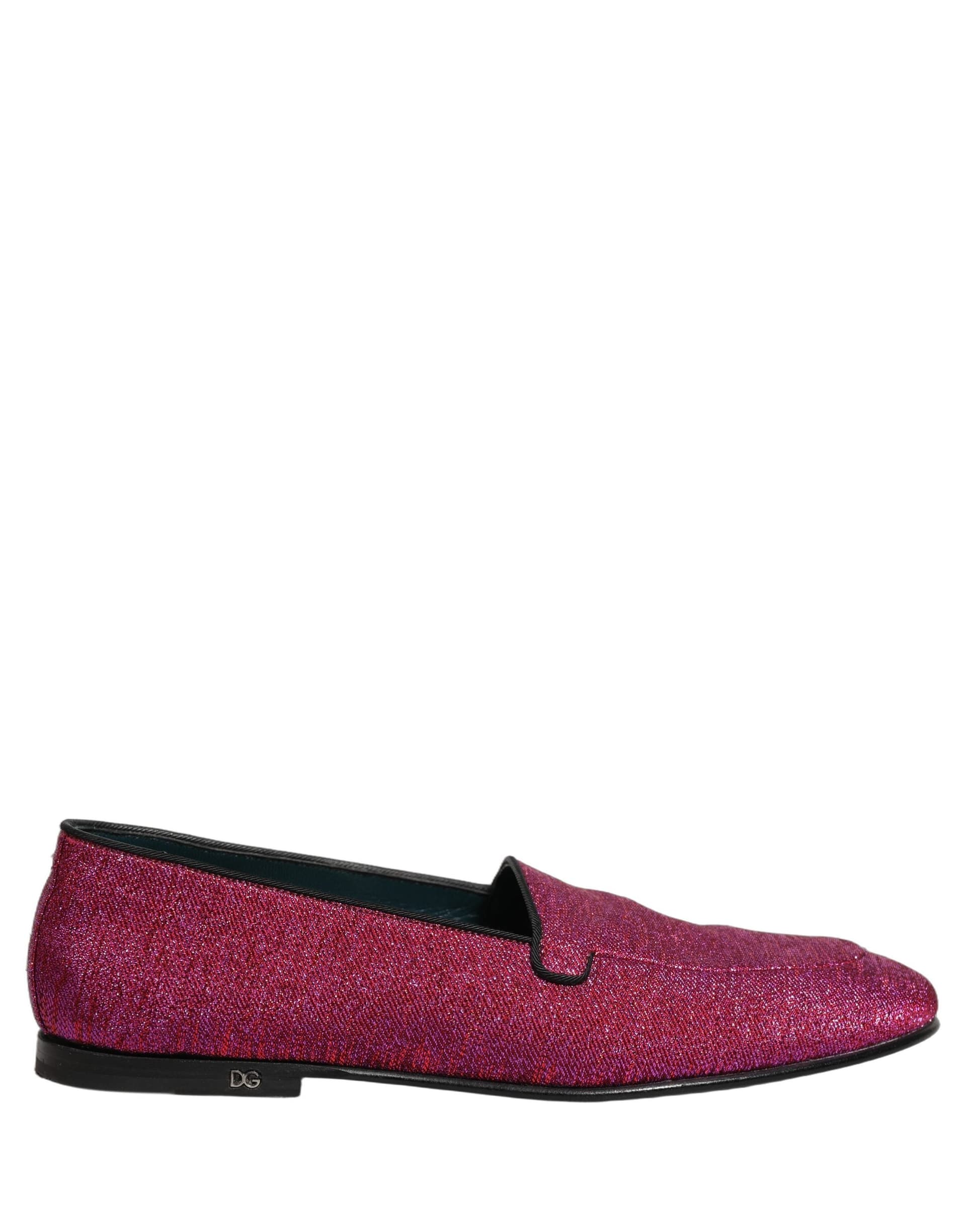 Dolce & Gabbana Pink Glitter Lurex Logo Dress Loafers Shoes - 7