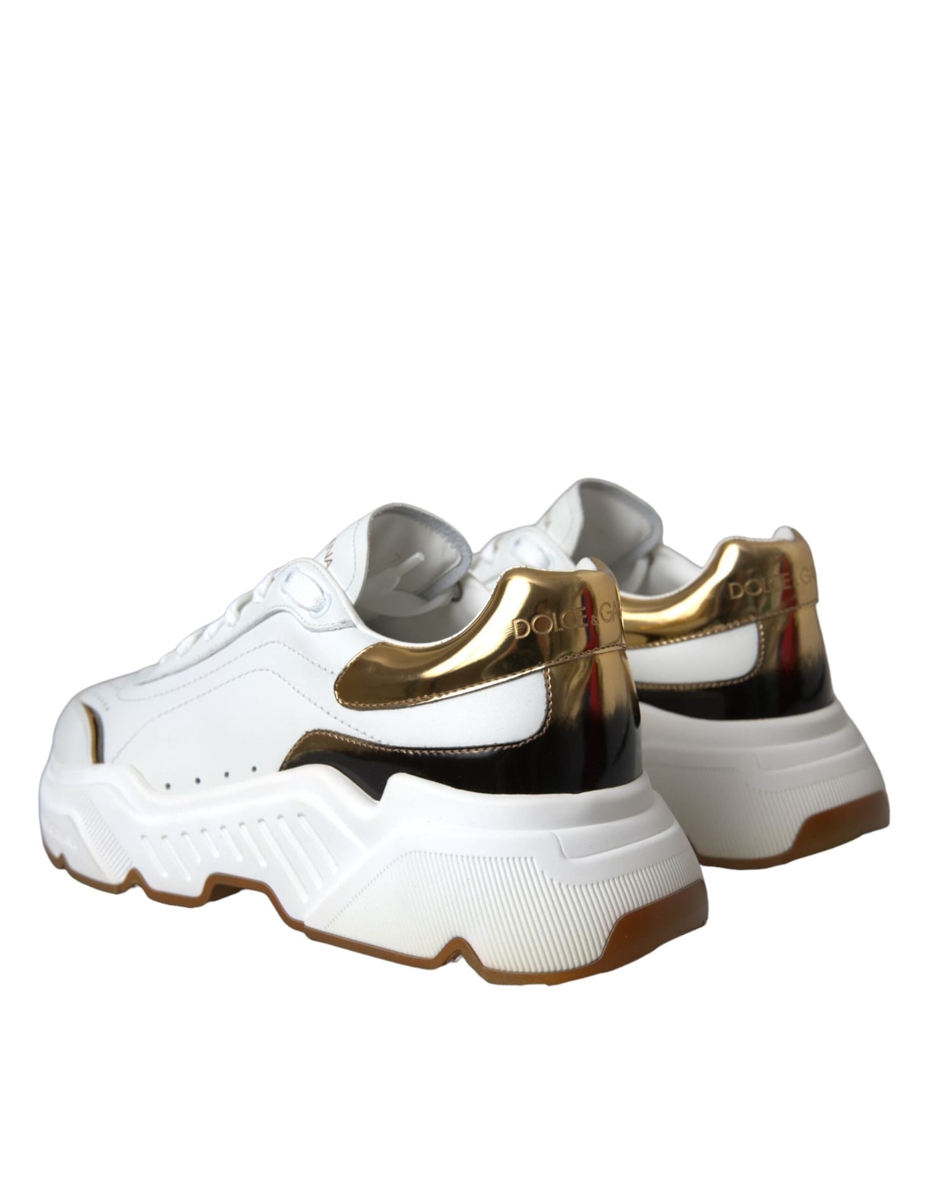 Dolce & Gabbana White Gold DAYMASTER Leather Sneakers Shoes - 3