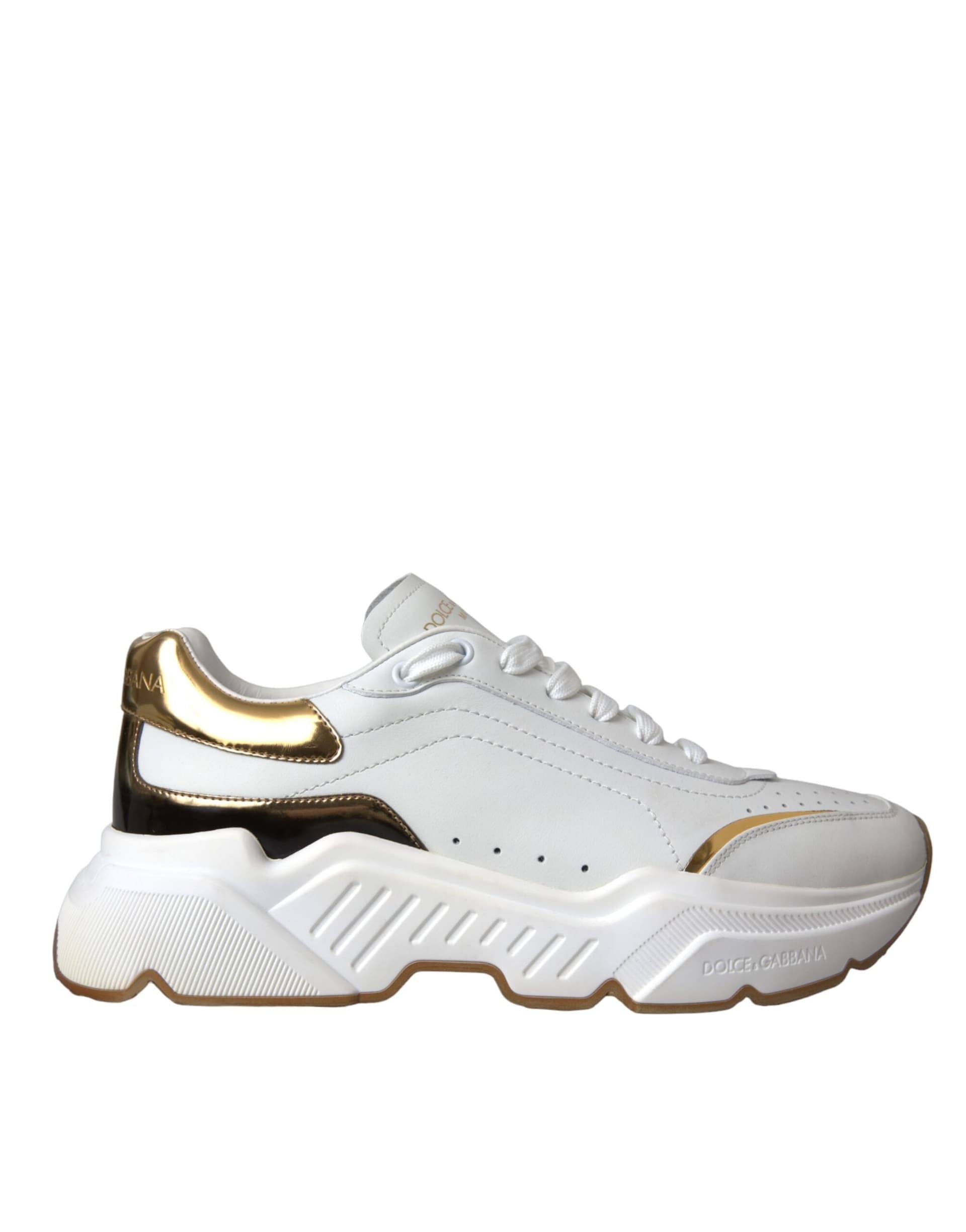 Dolce & Gabbana White Gold DAYMASTER Leather Sneakers Shoes - 5