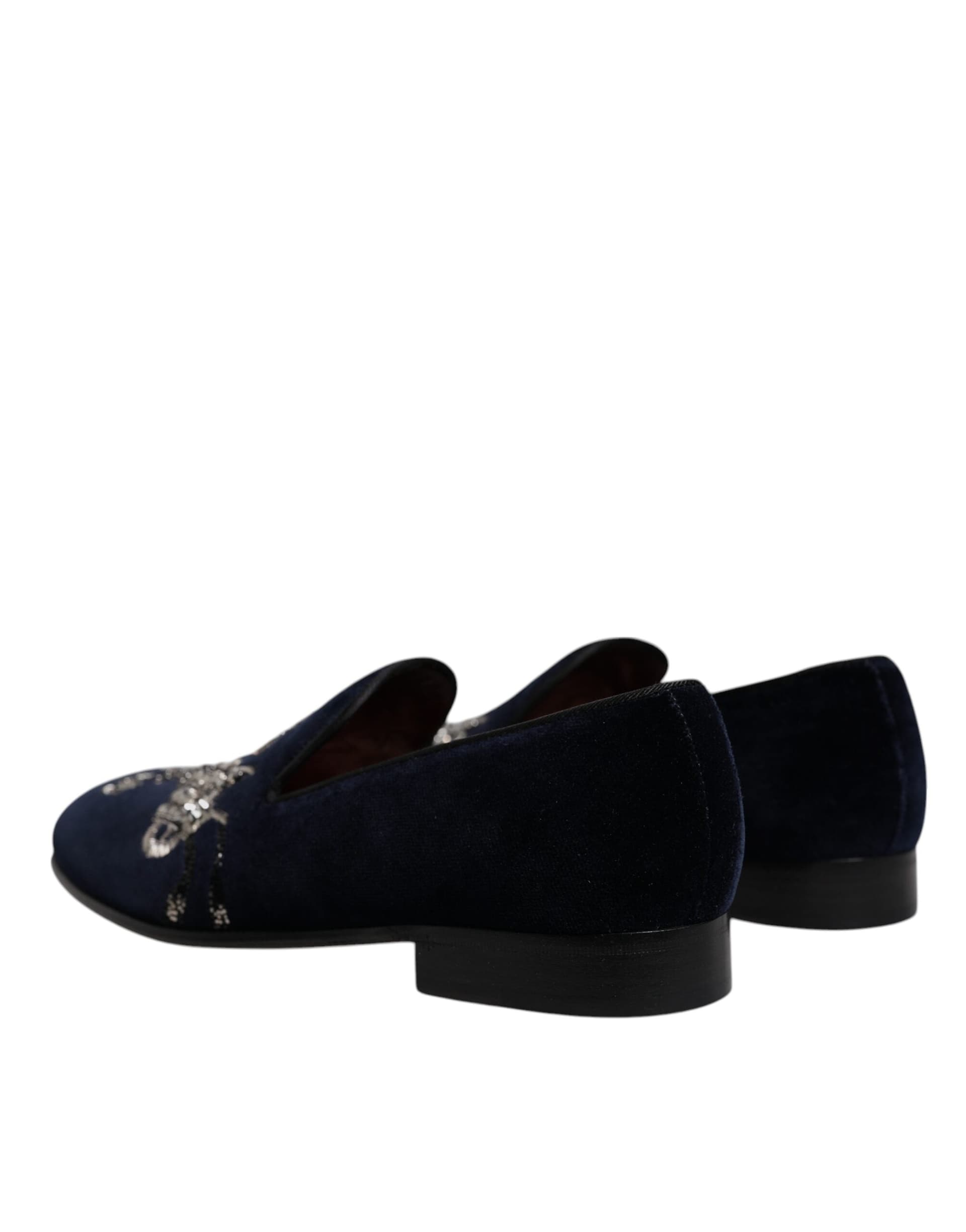 Dolce & Gabbana Black Velvet Floral Gun Loafers Dress Shoes - 3