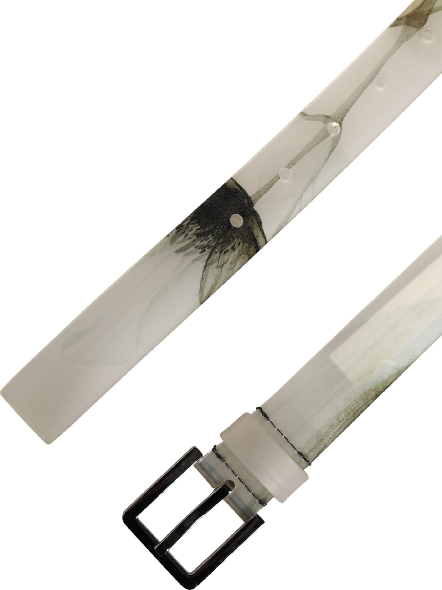Dolce & Gabbana Men White Floral PVC Silver Metal Buckle Belt - 6