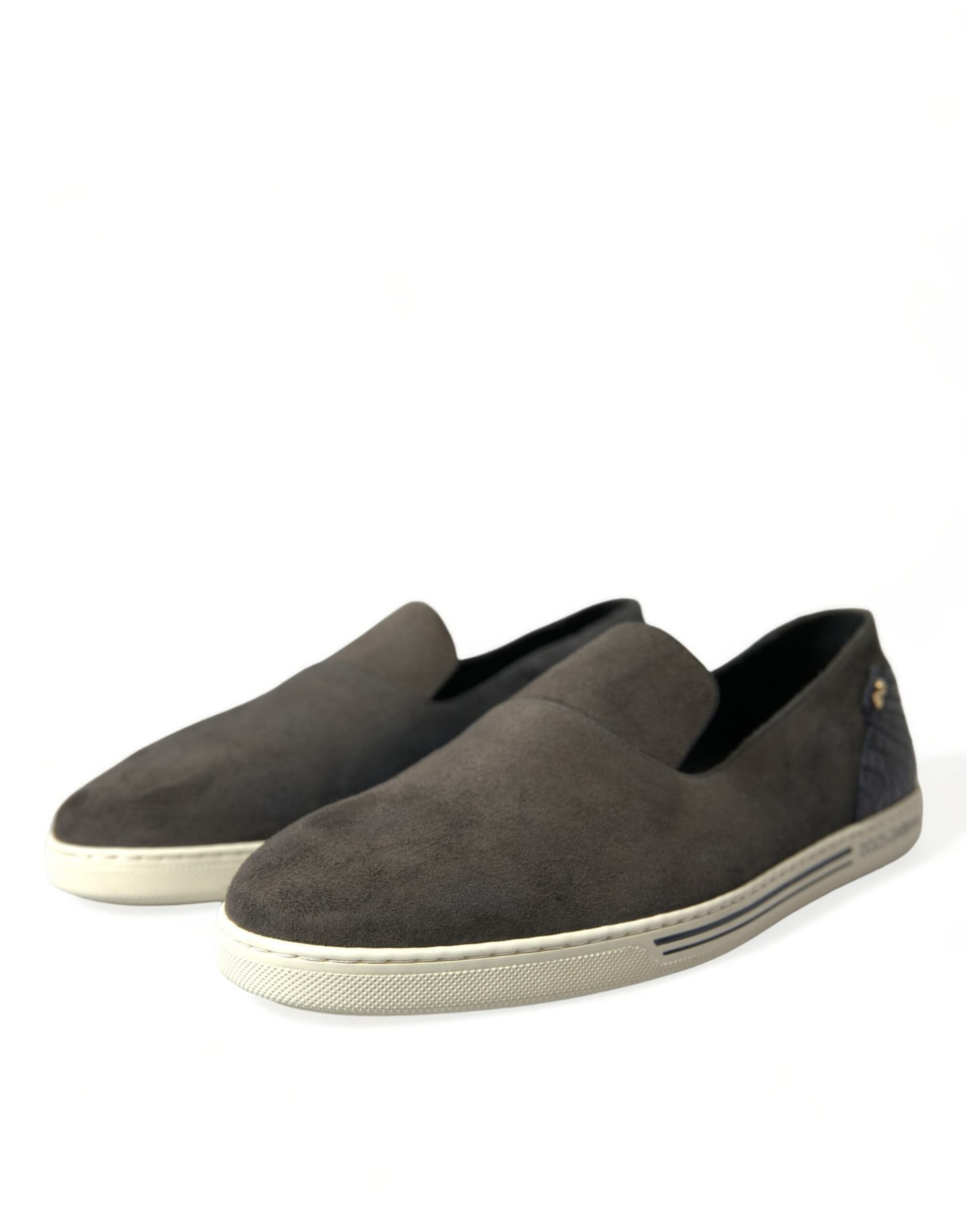 Dolce & Gabbana Blue Suede Caiman Men Loafers Slippers Shoes - 2