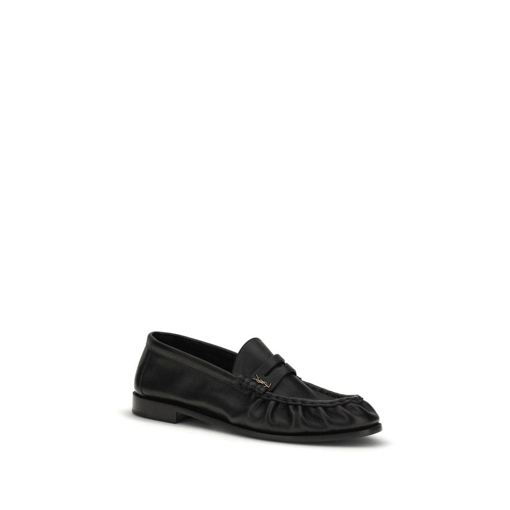 Saint Laurent Black Calf Leather Bos Taurus Slip-On Loafers - 2