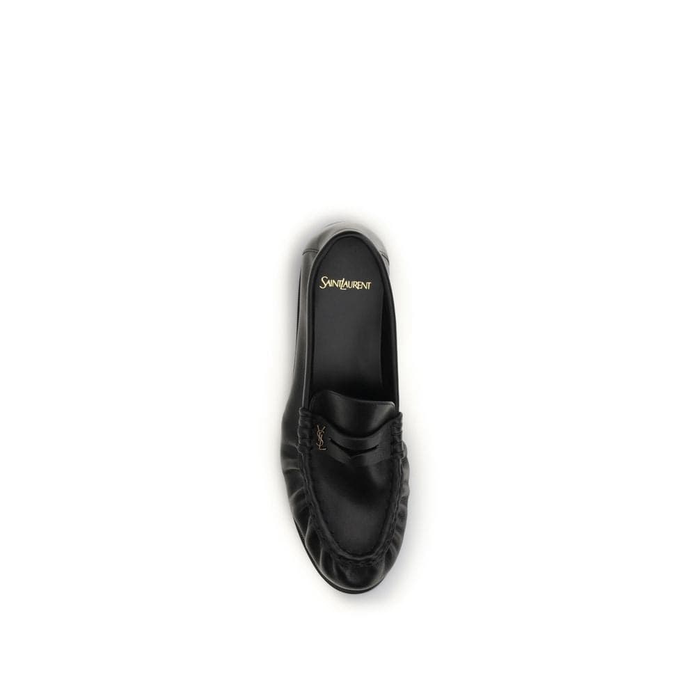 Saint Laurent Black Calf Leather Bos Taurus Slip-On Loafers - 4