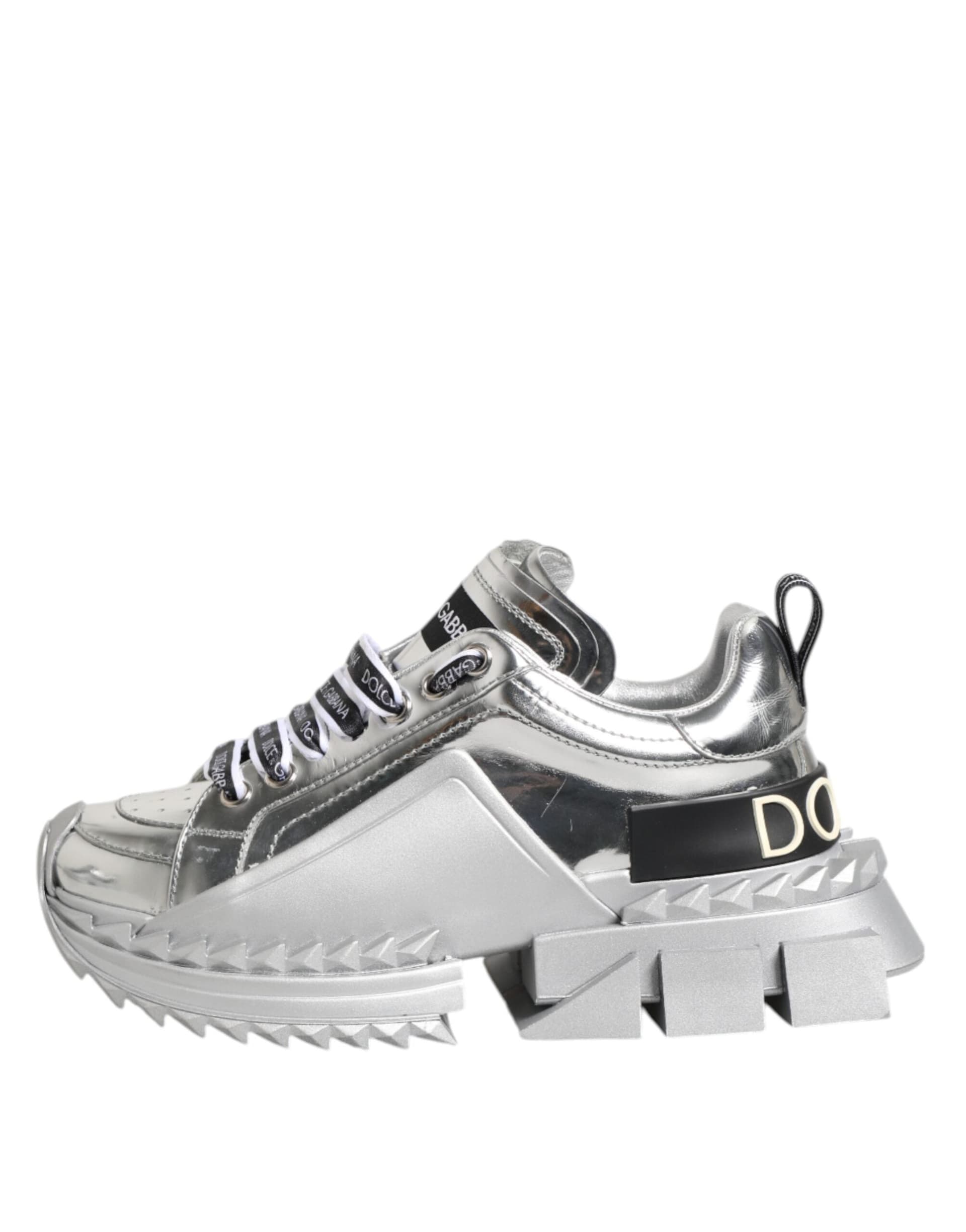 Dolce & Gabbana Silver Leather Super Queen Sneakers Shoes - 5