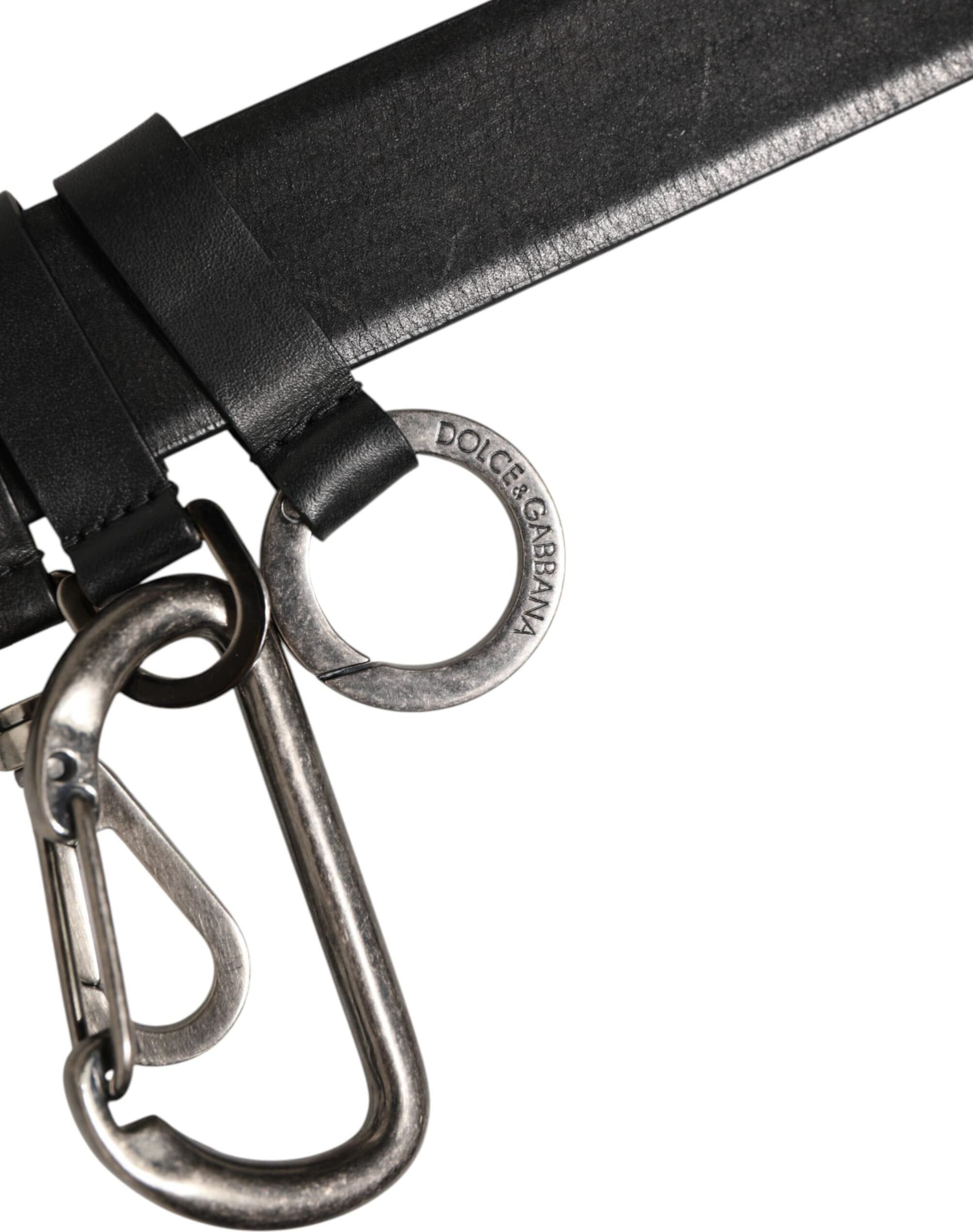 Dolce & Gabbana Black Key Ring Clip Attachments Buckle Belt - 5