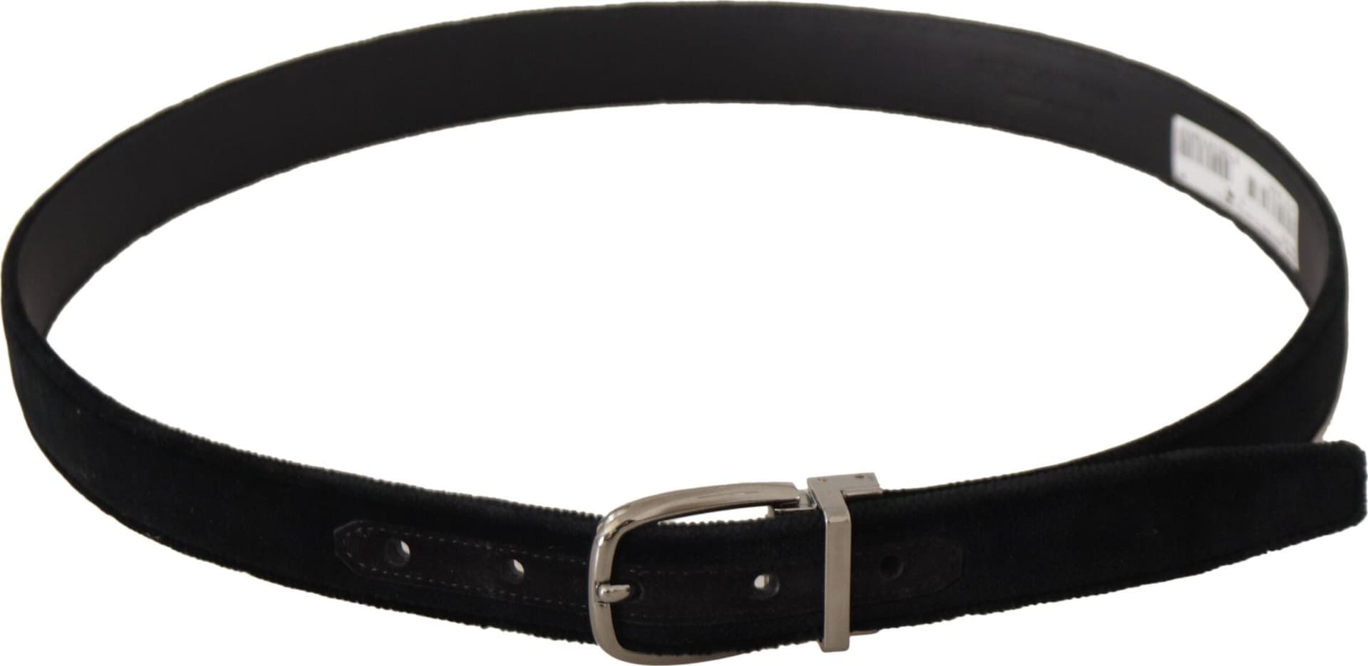 Dolce & Gabbana Black Classic Velvet Silver Tone Metal Buckle Belt - 2