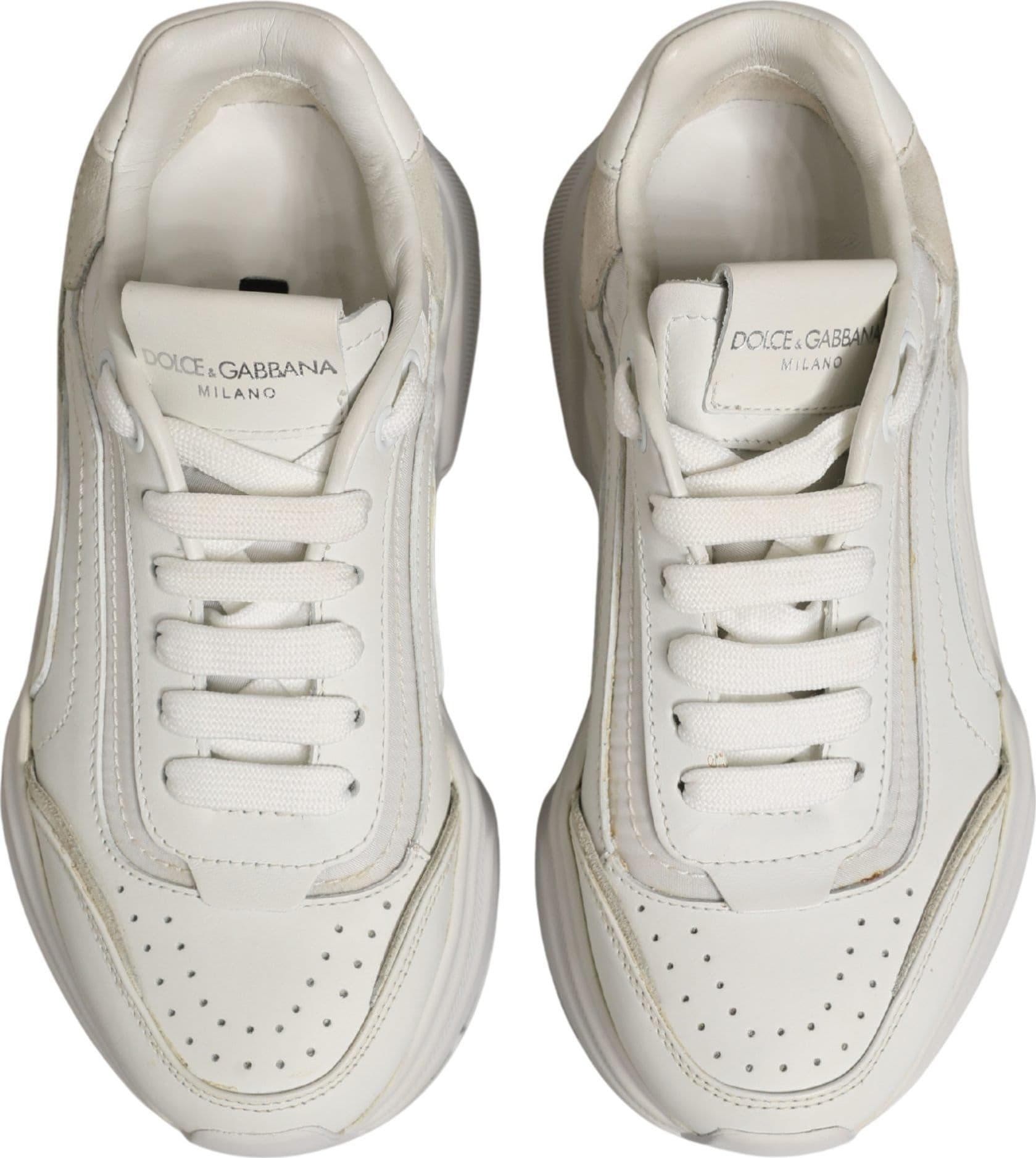 Dolce & Gabbana White Leather Daymaster Low Top Sneakers Shoes - 6